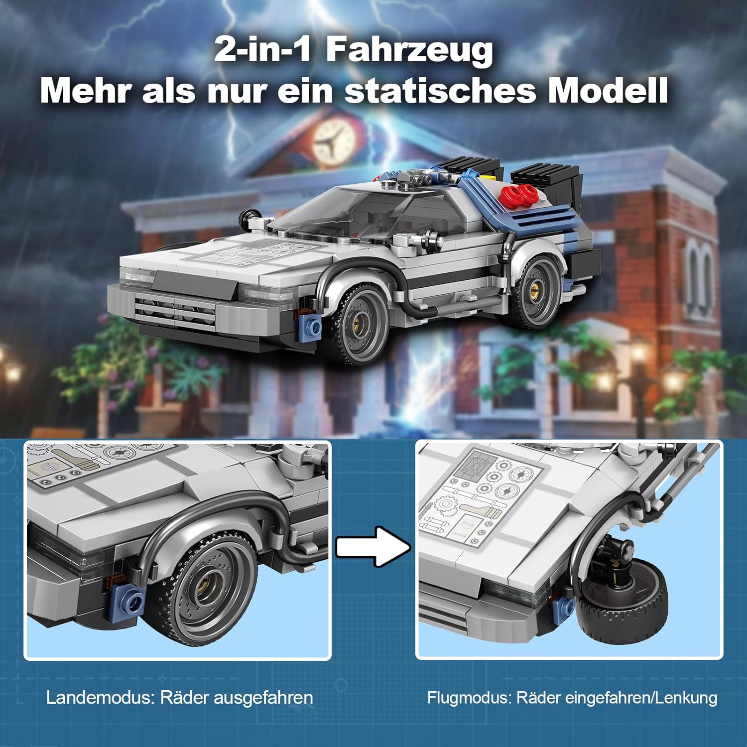 Thumbnail 5 de MikaBrical Clock Tower Courthouse – 4269 Teile mit Flugauto und detailliertem Innenleben