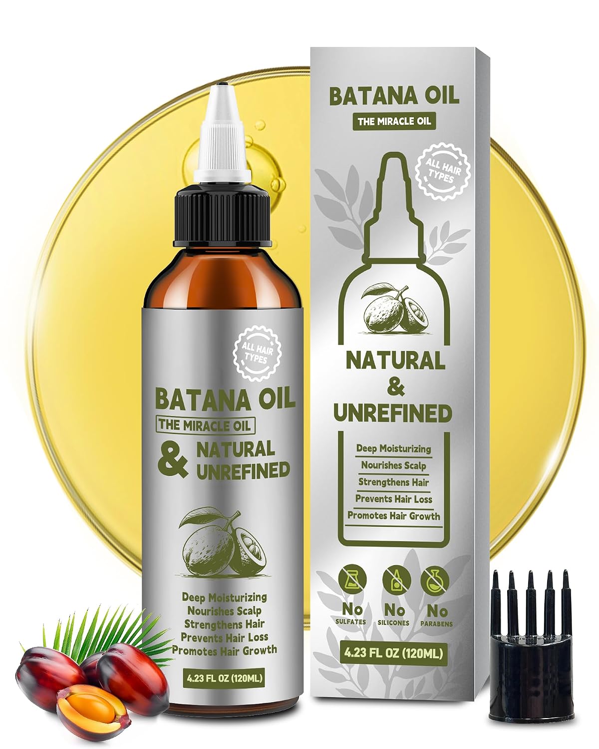 Detalle de MOVRLYN Batana Oil for Hair, 4.23 fl oz, 100% Natural Formula
