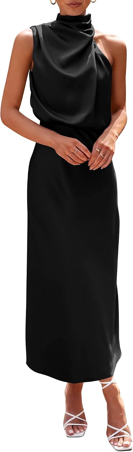 Detalle de PRETTYGARDEN Women's 2026 Satin Maxi Dress