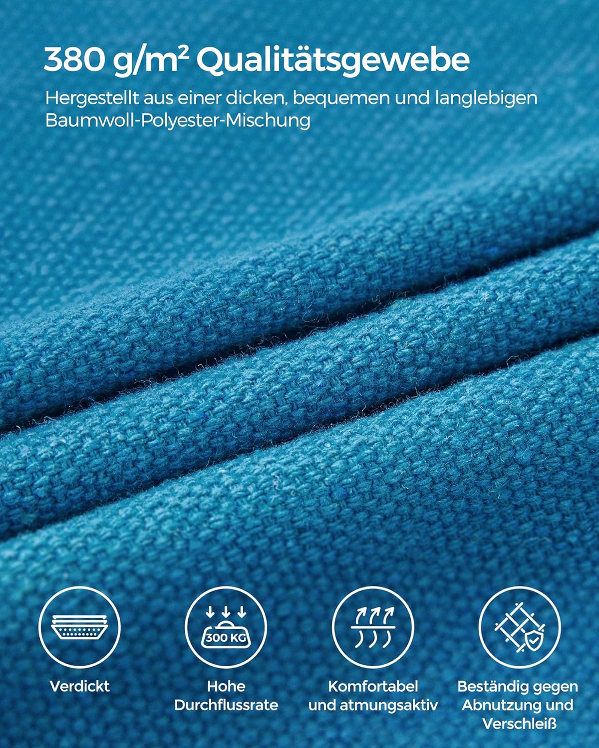 Detalle de SONGMICS Hängematte 210 x 150 cm – Doppelhängematte, 300 kg Tragfähigkeit, blau (GDC15BU)