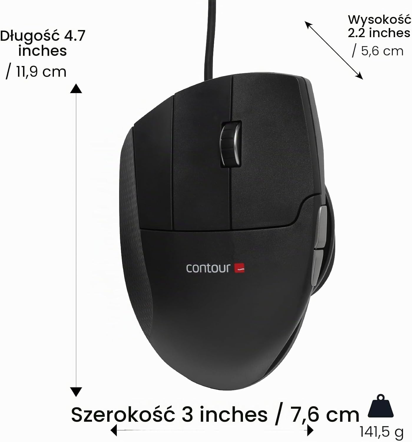 Thumbnail 6 de Contour Unimouse UNIMOUSE-L – przewodowa mysz pionowa dla leworęcznych, 6 przycisków