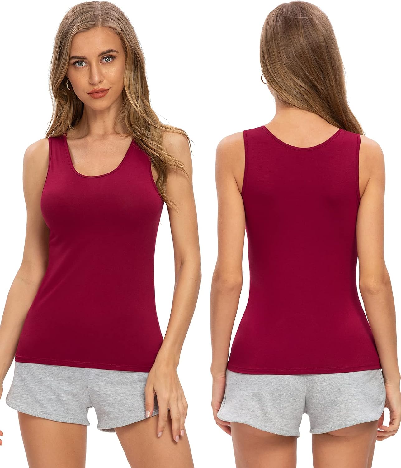 Detalle de ROSYLINE Basic Women’s Tank Tops, Scoop Neck, 3–4 Pack