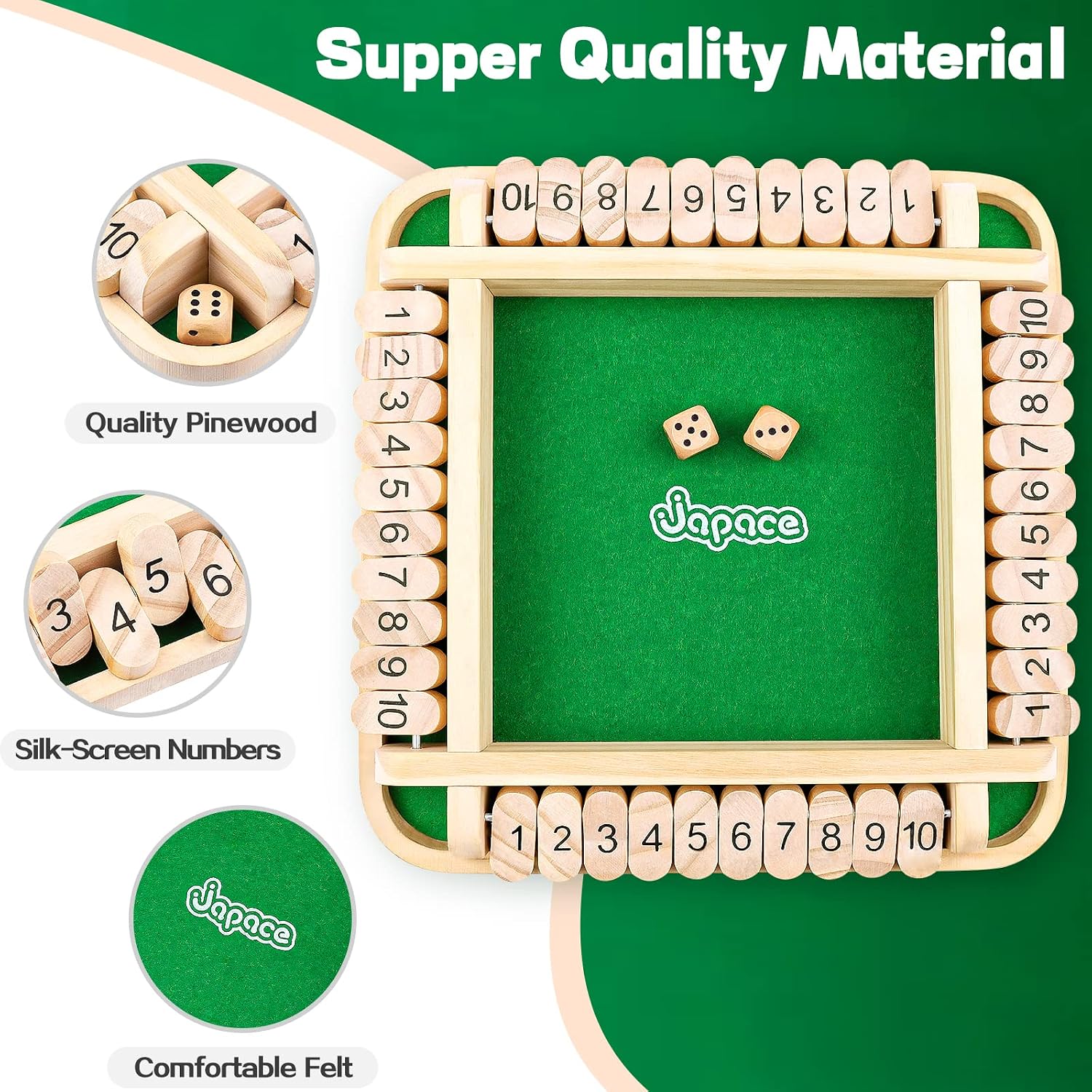 Thumbnail 1 de Shut the Box Spiel für 4 Spieler aus Holz