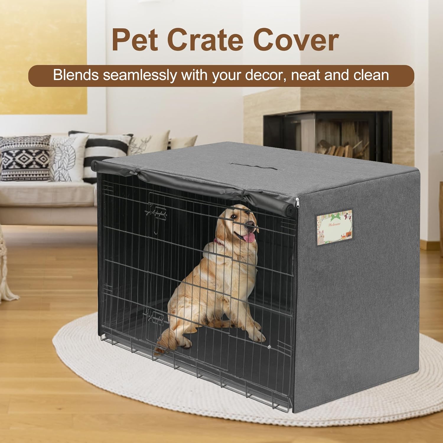 Detalle de HiCaptain Dog Cage Cover for Wire Cages (Windproof, 63.5 x 48.3 x 50.8 cm) – Cover Only