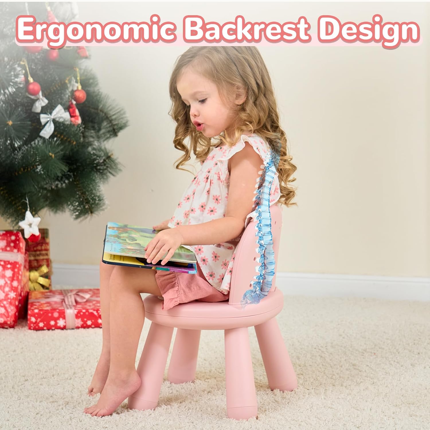 Thumbnail 4 de KidBloom Plastic Toddler Chair (1–3 years) with Ergonomic Rainbow Backrest, Pink