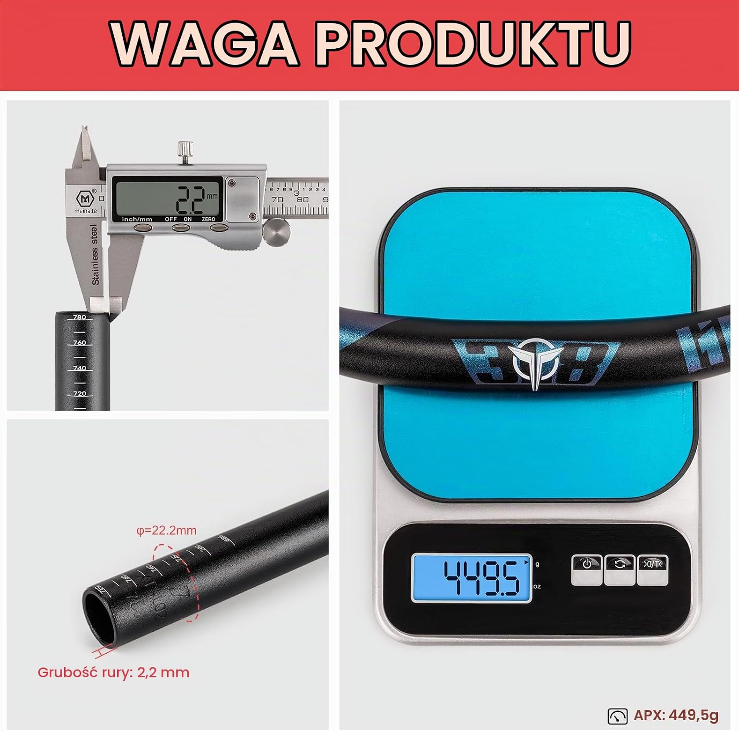 Thumbnail 5 de GEWAGE kierownica riser 780 mm, wznios 55 mm, aluminium 6061, mocowanie 31,8 mm