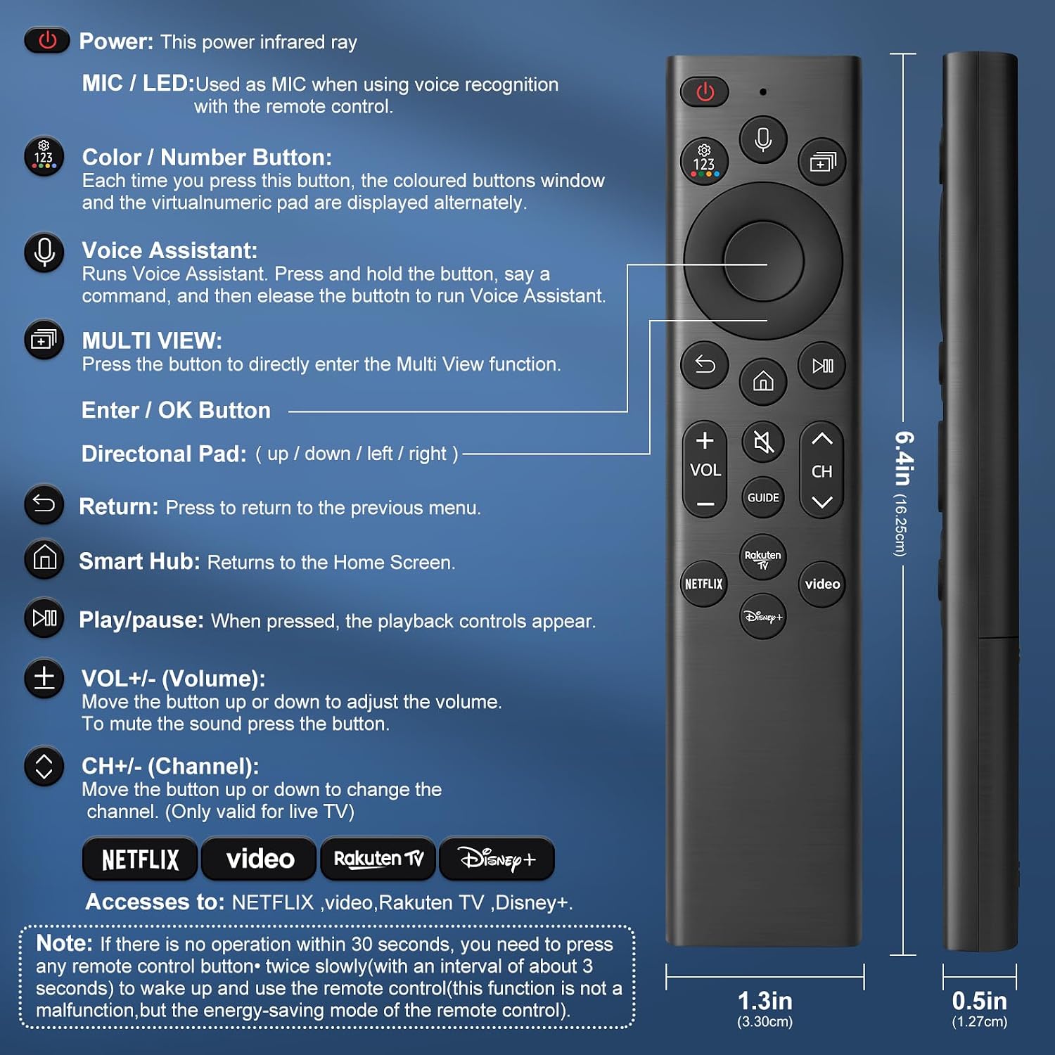 Thumbnail 6 de Voice Replacement for Samsung-Smart-TV-Remote with Voice Function and Shortcut Buttons