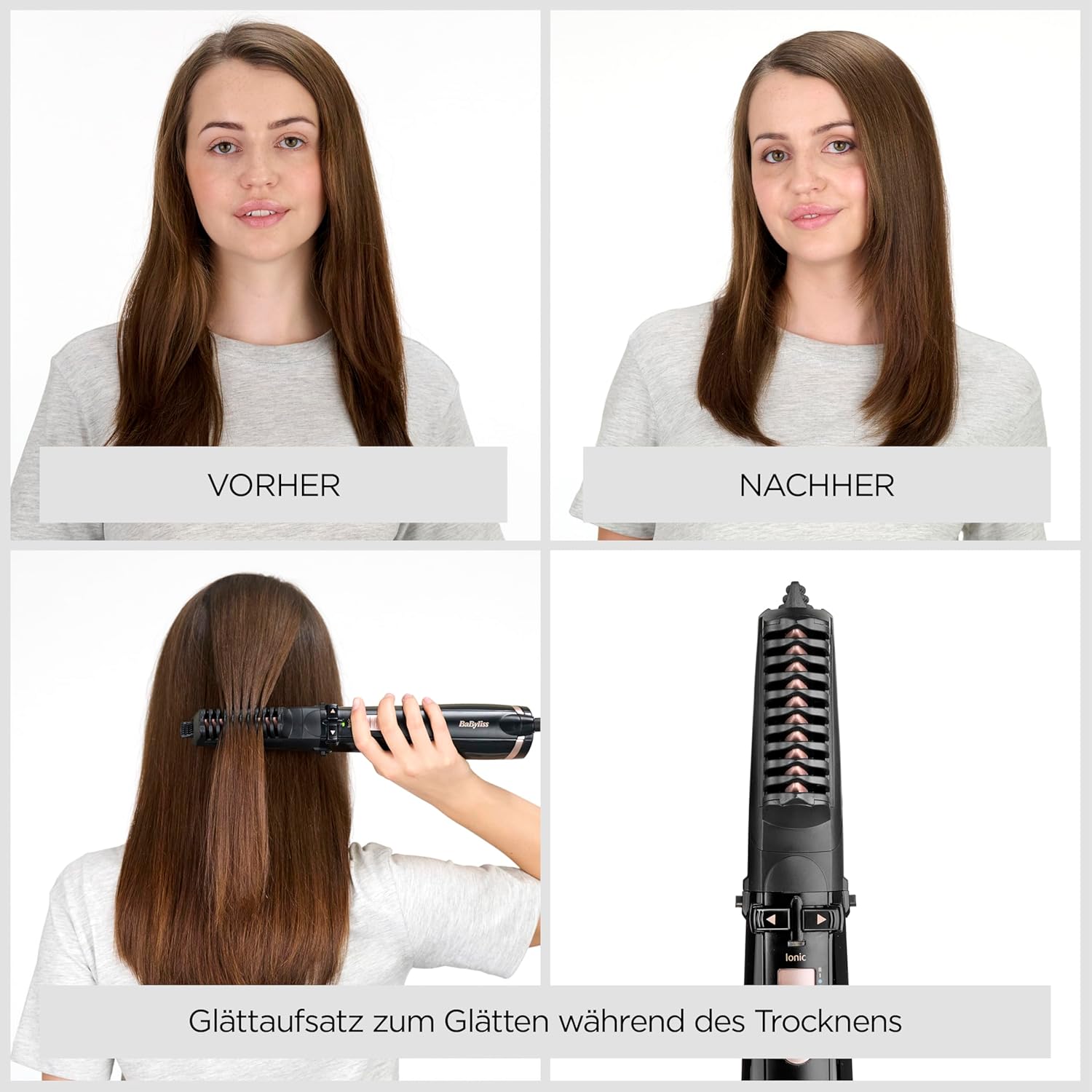 Thumbnail 3 de BaByliss Dry, Straighten and Style AS200E – Rotierende Warmluftbürste mit Ionen & 4 Aufsätzen