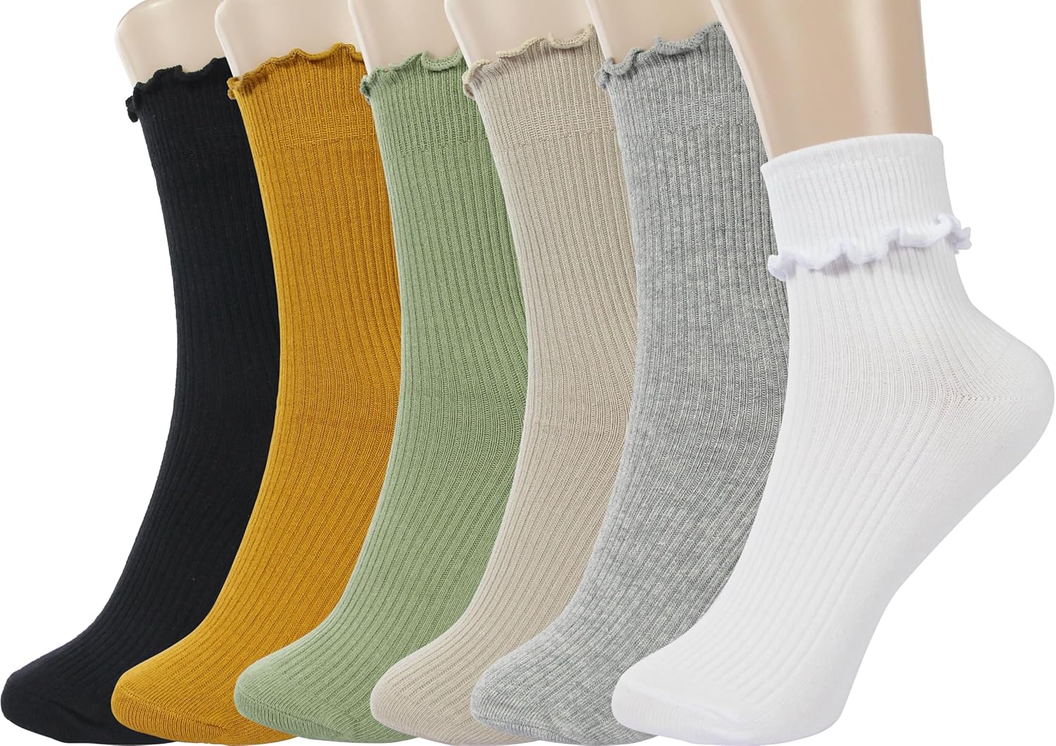 Thumbnail 6 de BomKinta Ruffle Socks for Women – Lightweight Cotton Turn-Cuff Crew Socks