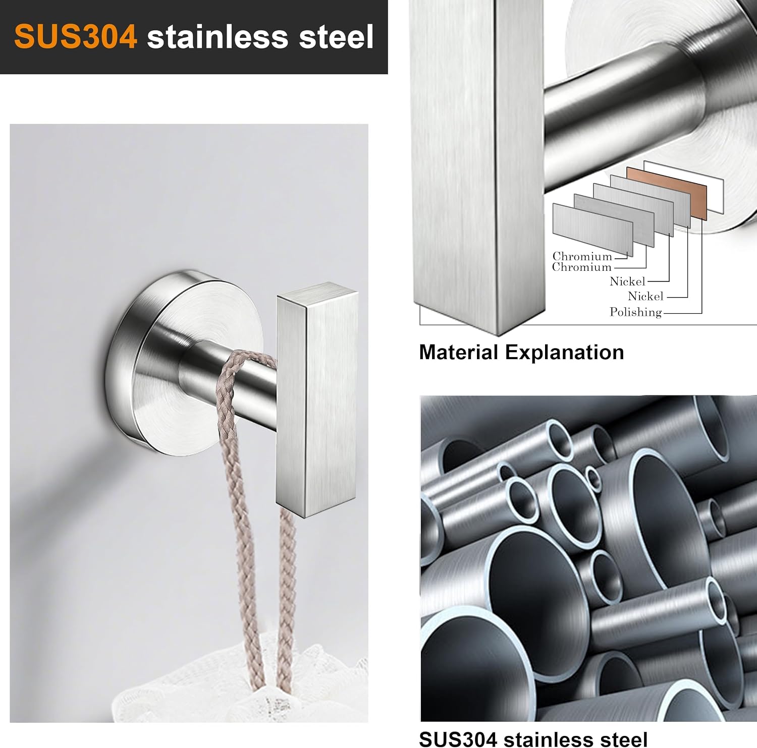 Detalle 2 de Towel Hooks in SUS304 Stainless Steel