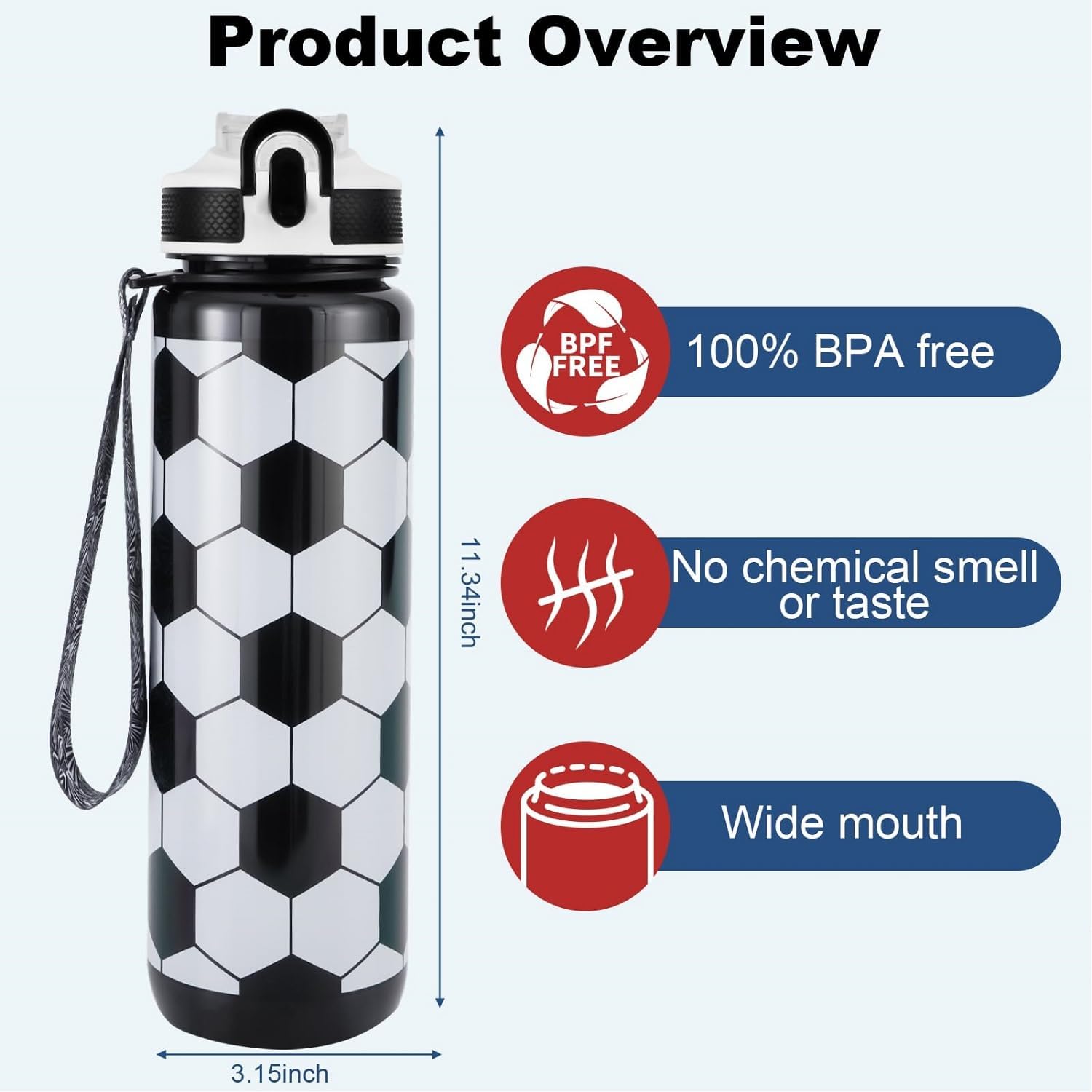 Detalle de NAVTUE Trinkflasche 1L – robuste Wasserflasche mit Strohhalm, Zeitmarkierungen und 360° Auslaufschutz
