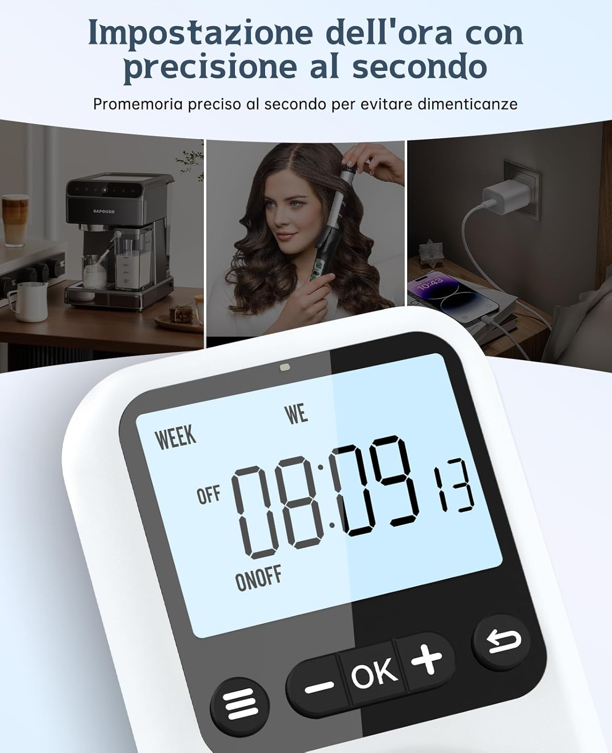 Thumbnail 3 de Voniobuy Timer Presa Elettrica Digitale con 18 Programmi al Secondo, Display Retroilluminato e Protezione Antifurto