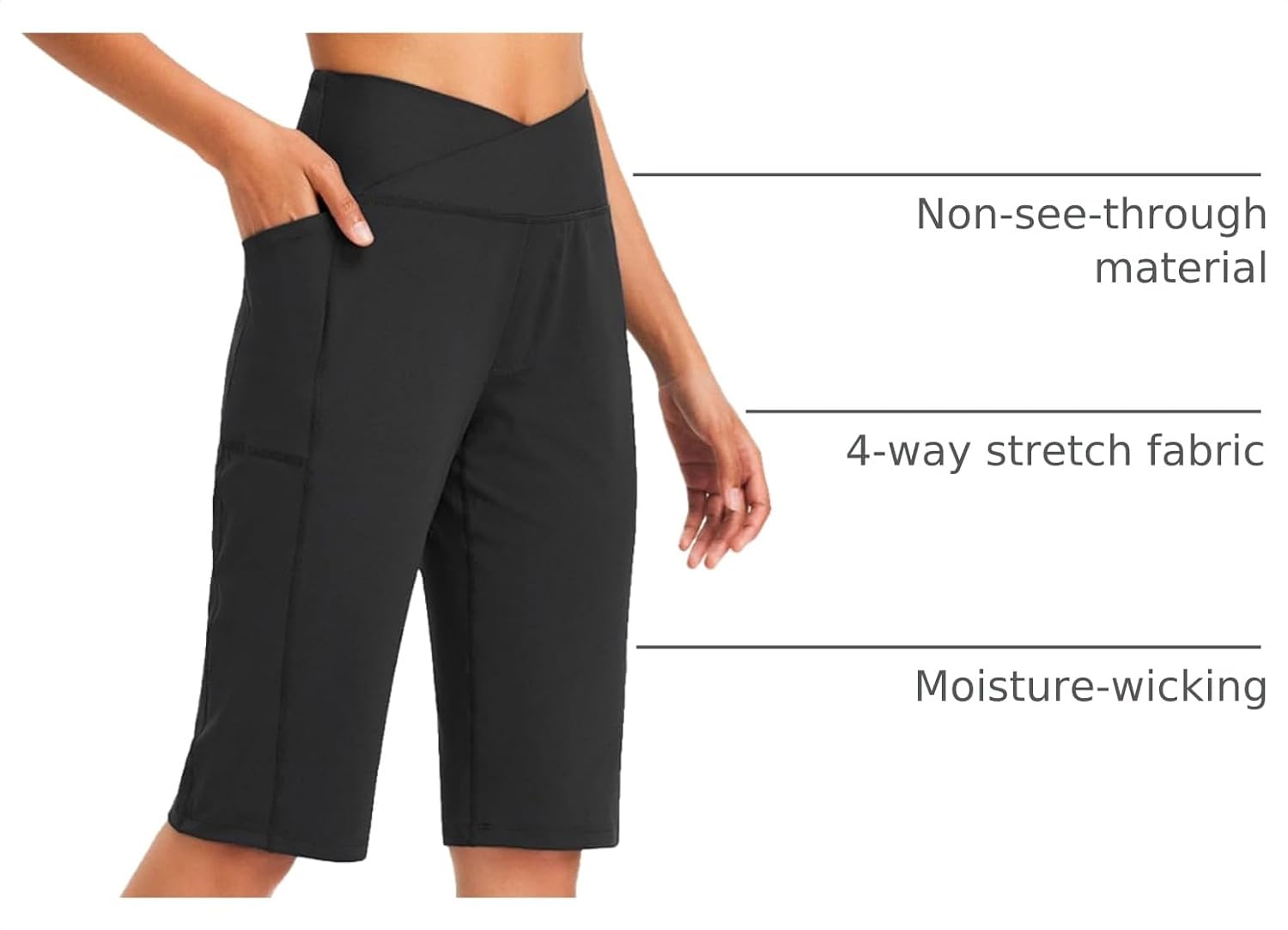 Detalle 2 de baleaf Women’s Bermuda Long Shorts (14" Knee Length) High-Waisted Athletic Shorts with Pockets