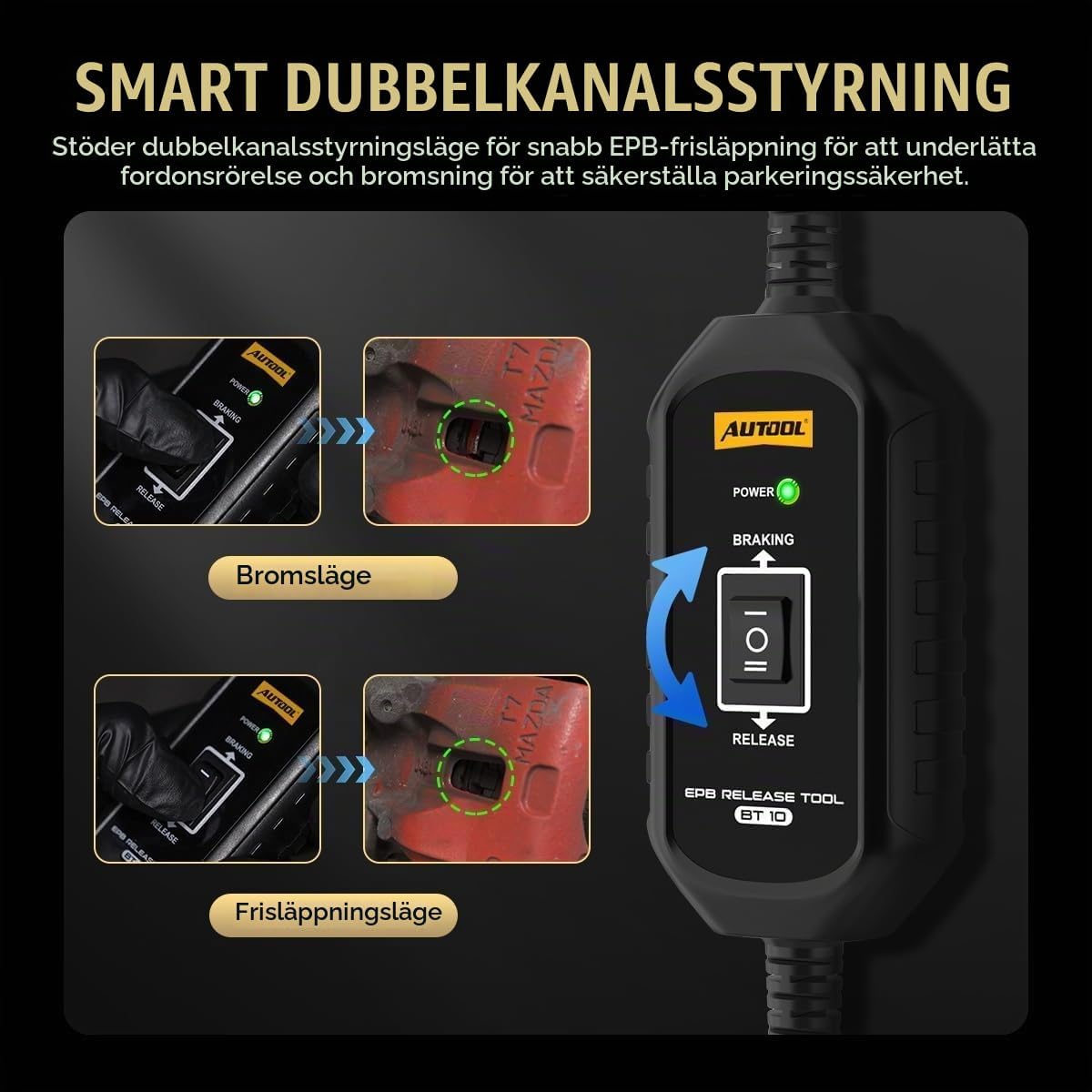 Thumbnail 2 de AUTOOL BT10 EPB-bromsverktyg med dubbelkanalsstyrning och 5 A-säkring