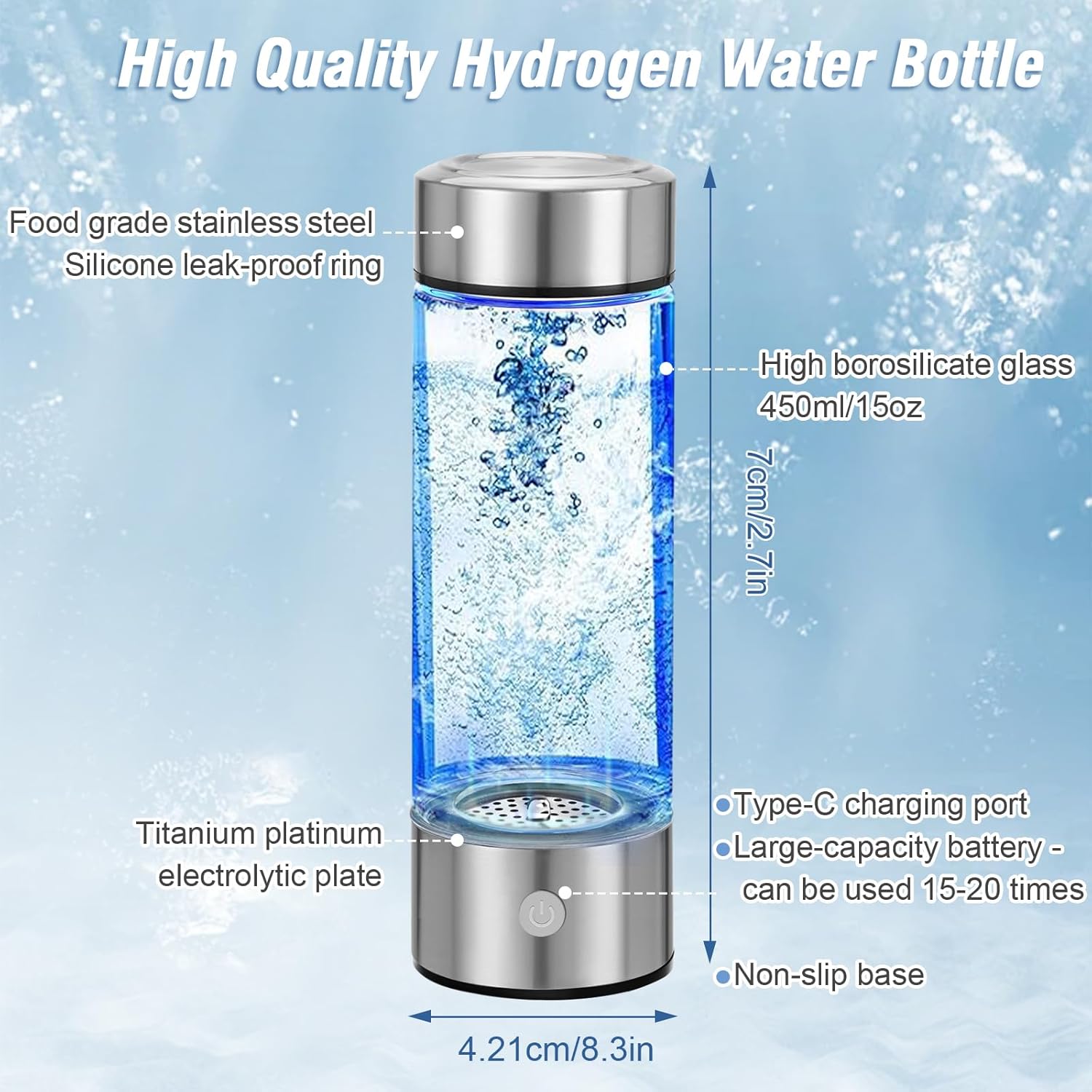 Thumbnail 4 de YTYOMUR Botella de Agua de Hidrógeno 430 ml