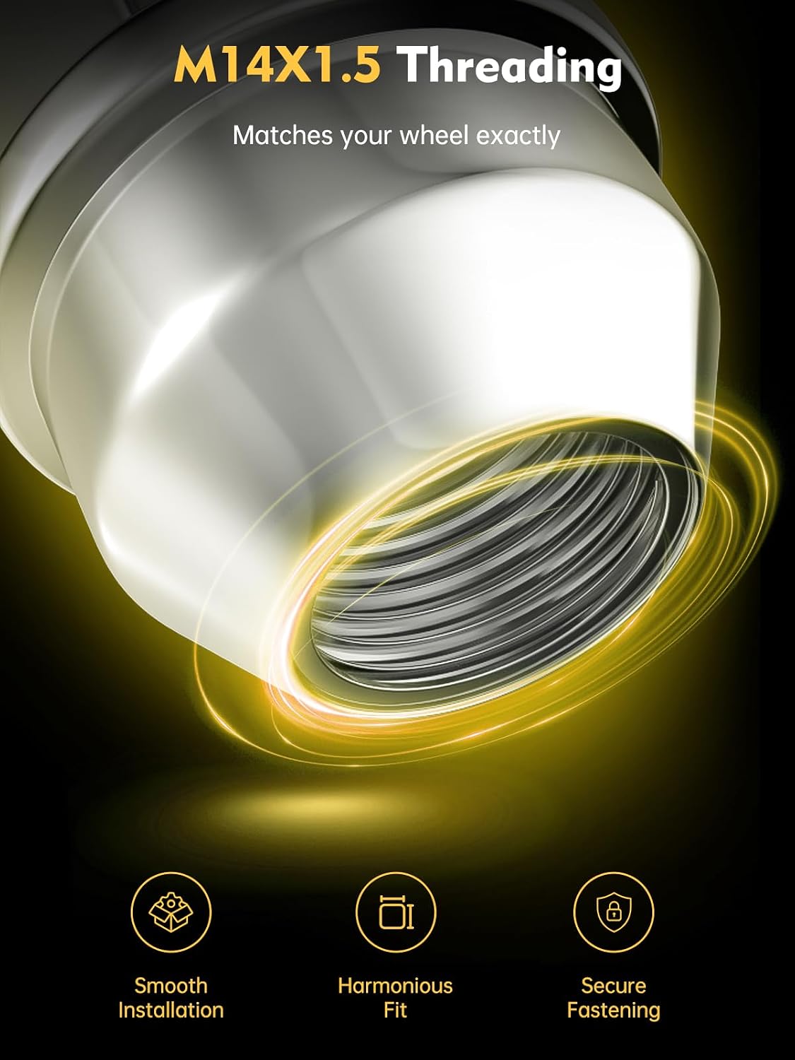 Thumbnail 4 de MIKKUPPA M14x1.5 OEM Lug Nuts — 20‑Piece Chrome Replacement for Ford Mustang, Edge, Explorer & Maverick