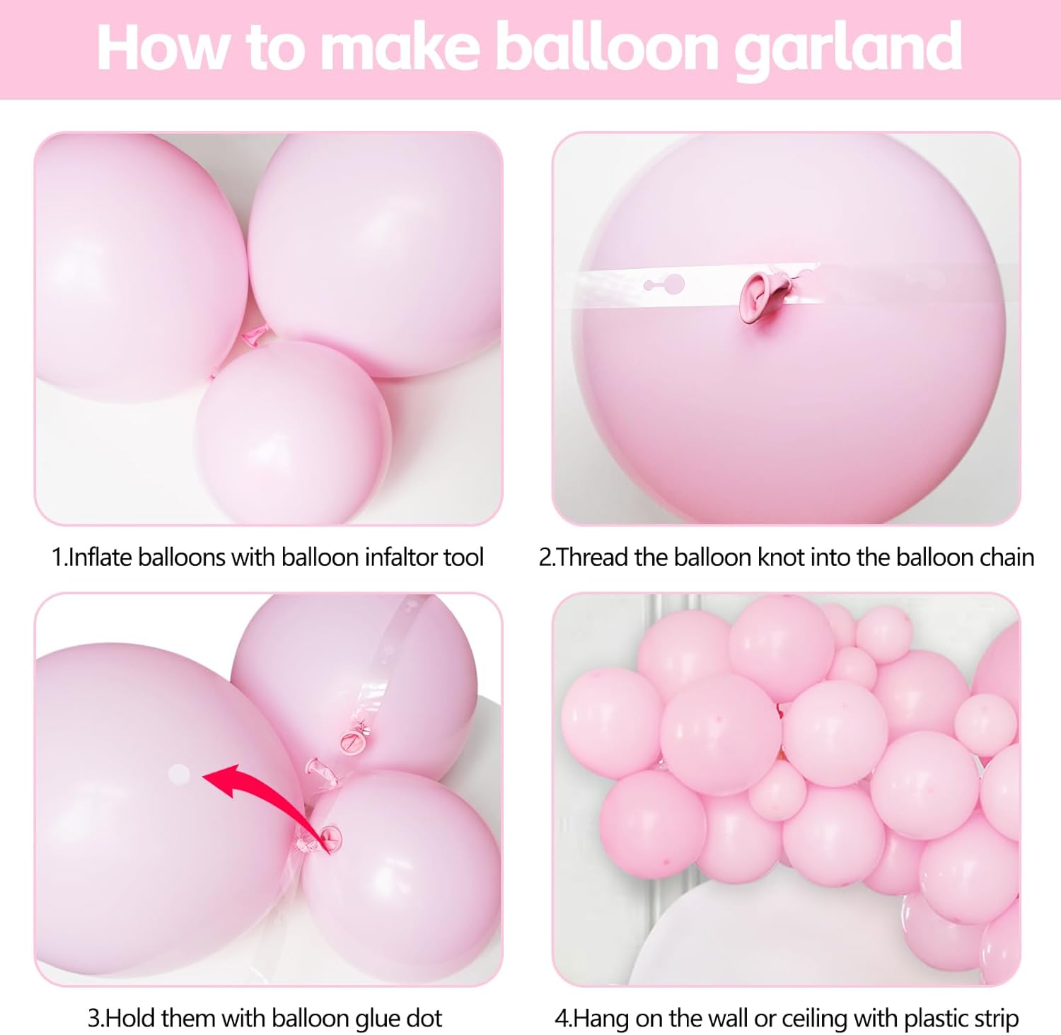 Thumbnail 5 de Pastel Pink Balloons Arch Kit 102 pcs balloons 🎈