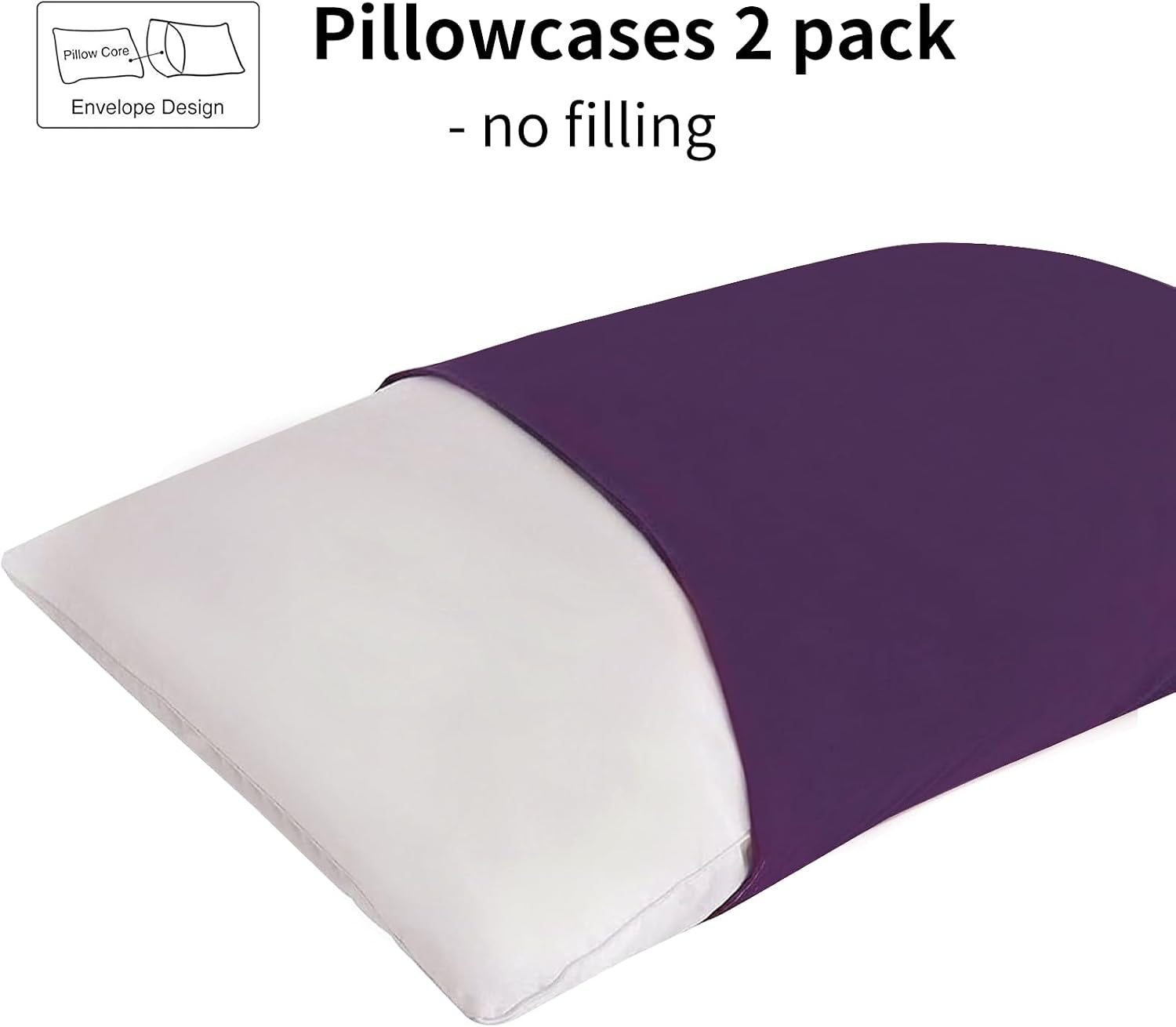 Thumbnail 5 de RUIKASI Pillow Cases 2 Pack Purple 50x75 cm