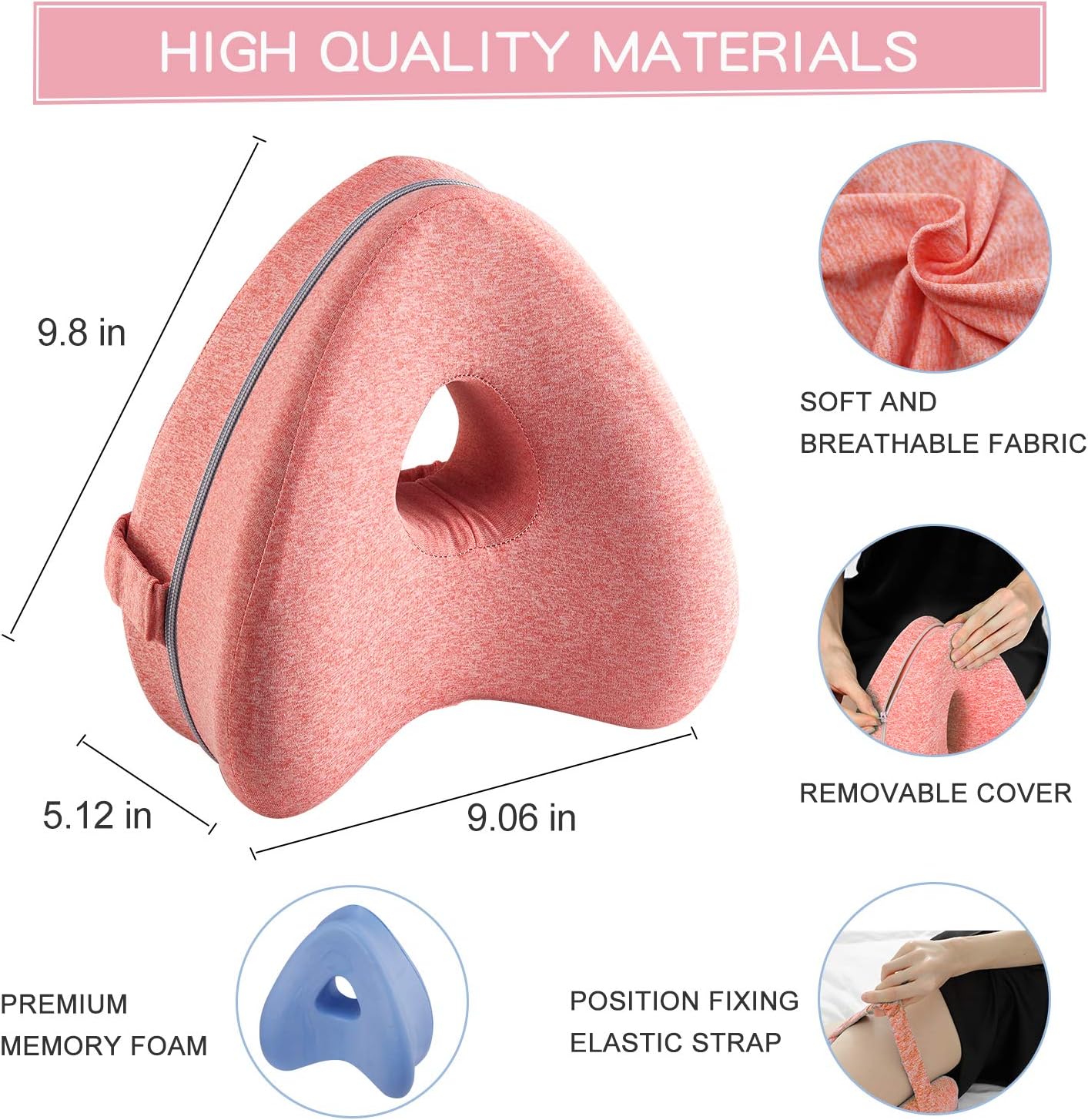 Thumbnail 1 de BEAUTRIP Leg Pillow ergonomic side-sleeping knee support with memory foam and strap