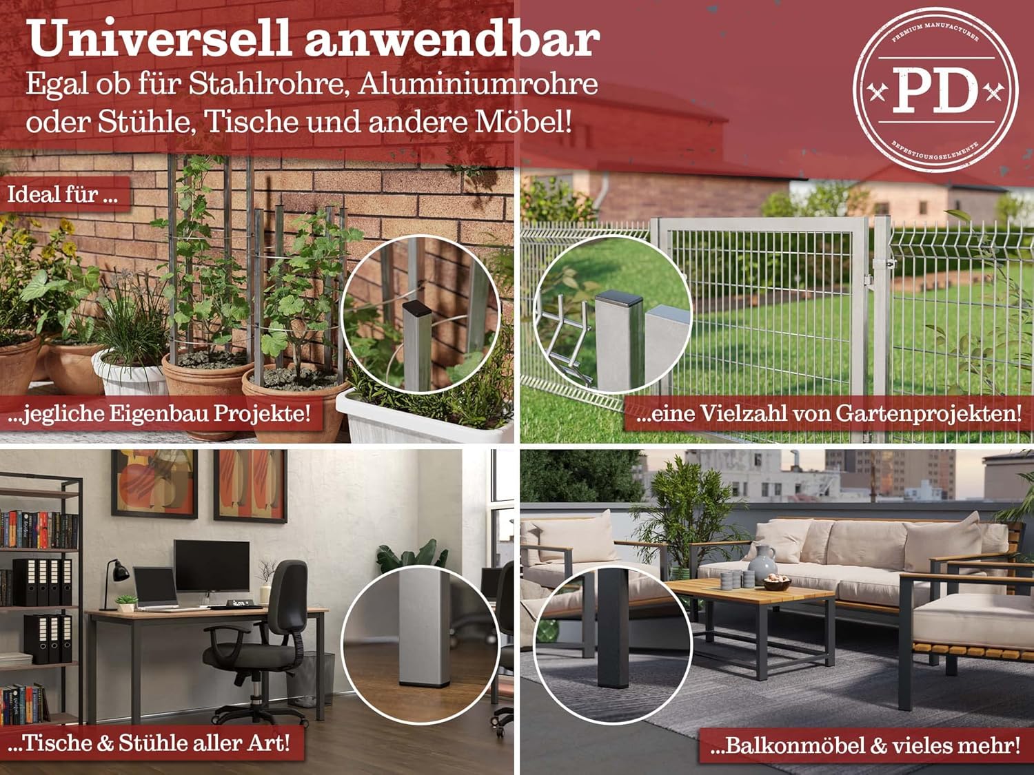 Thumbnail 4 de PD® Lamellenstopfen 60x20 mm für Vierkantrohr (Außenmaß) – 10 Stück, schwarz