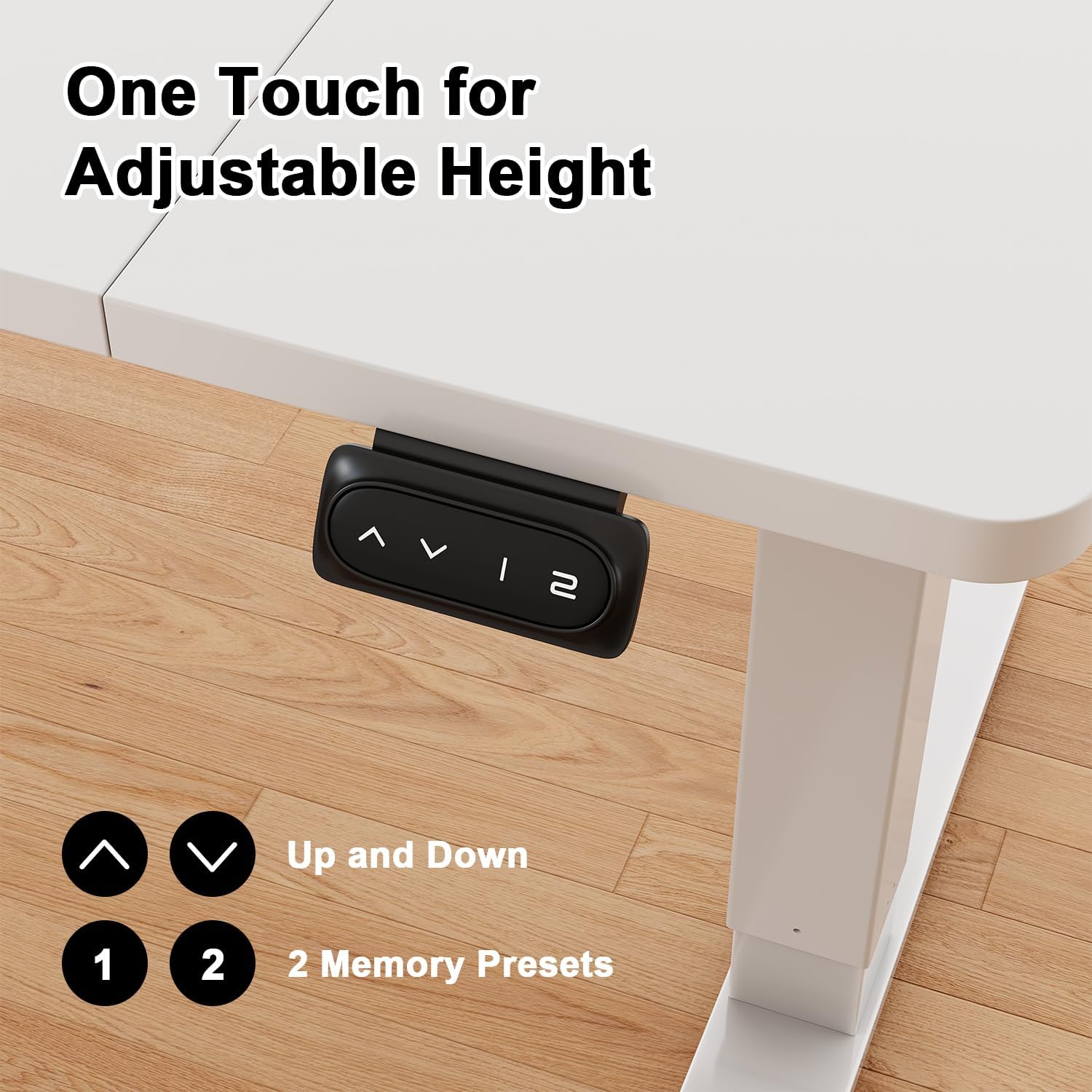 Detalle de JUMMICO Scrivania regolabile in Altezza, Standing Desk 140 x 60 cm – bianco