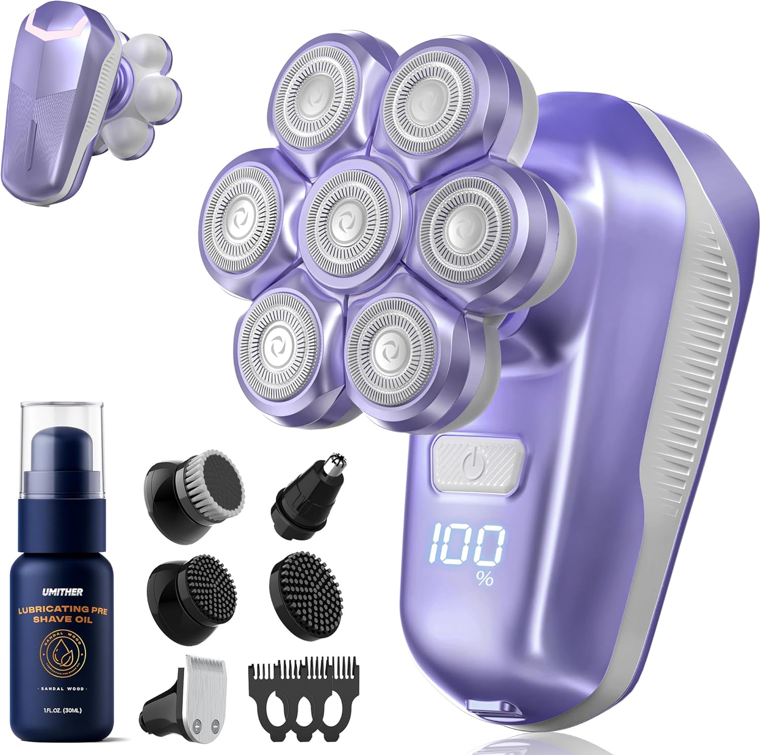 Detalle de Electric Shaver for Women with 7D Magnetic Heads – All-in-One Wet & Dry Body Grooming Kit (Purple)