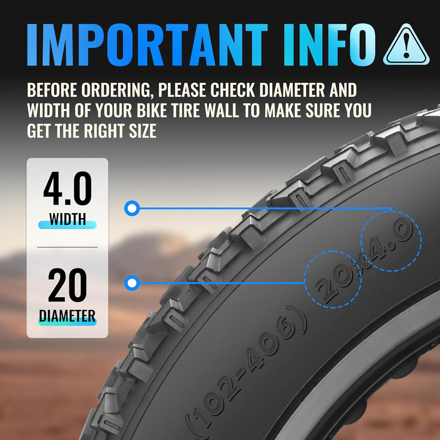 Detalle de Hycline Fat Tire Replacement Kit for E-Bikes (20x4.0 / 26x4.0) – Durable All‑Terrain Tubeless Ready Simulation