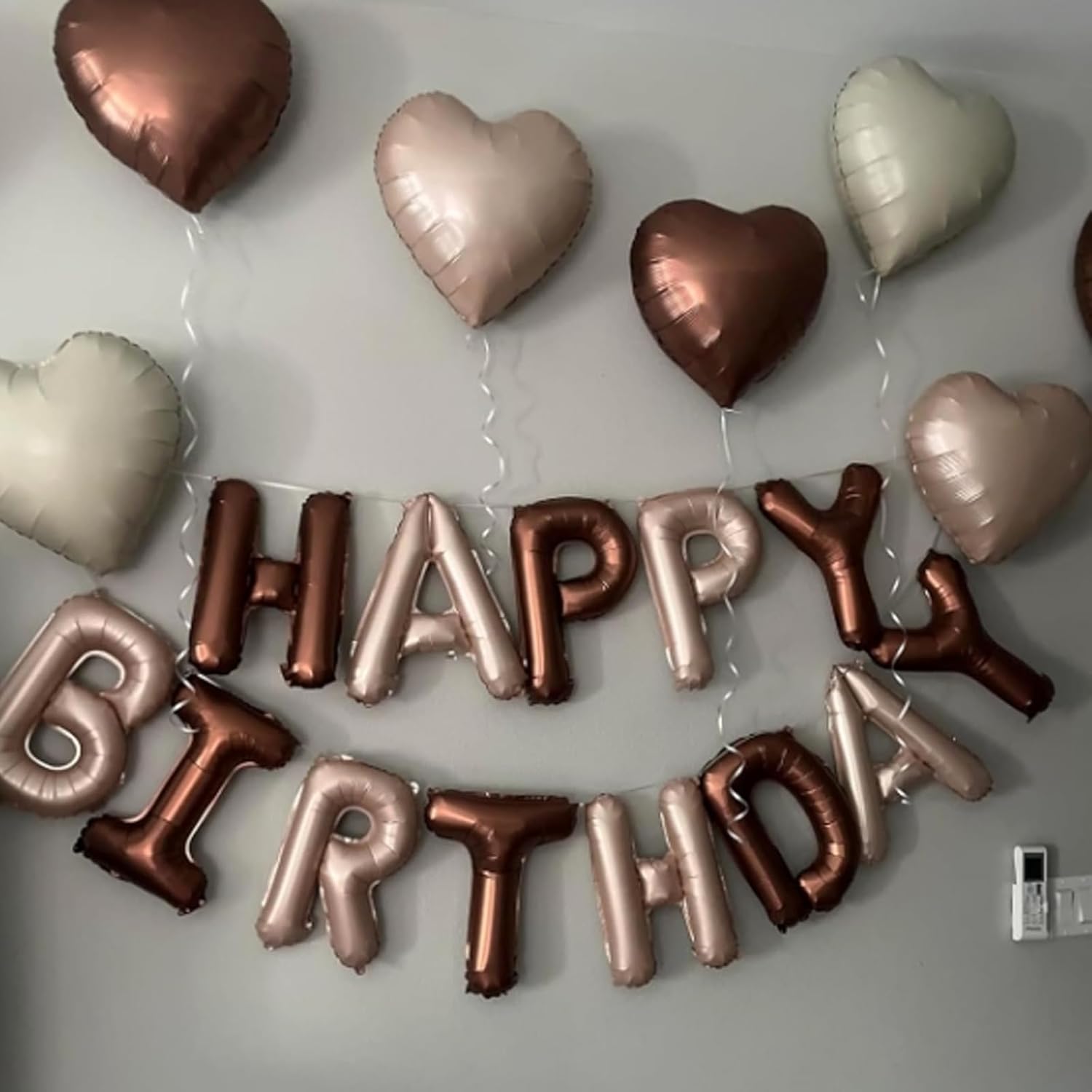 Detalle 1 de Biapian Brown Apricot Heart Foil Balloons, 10-Pack, 18-Inch Neutral Colors