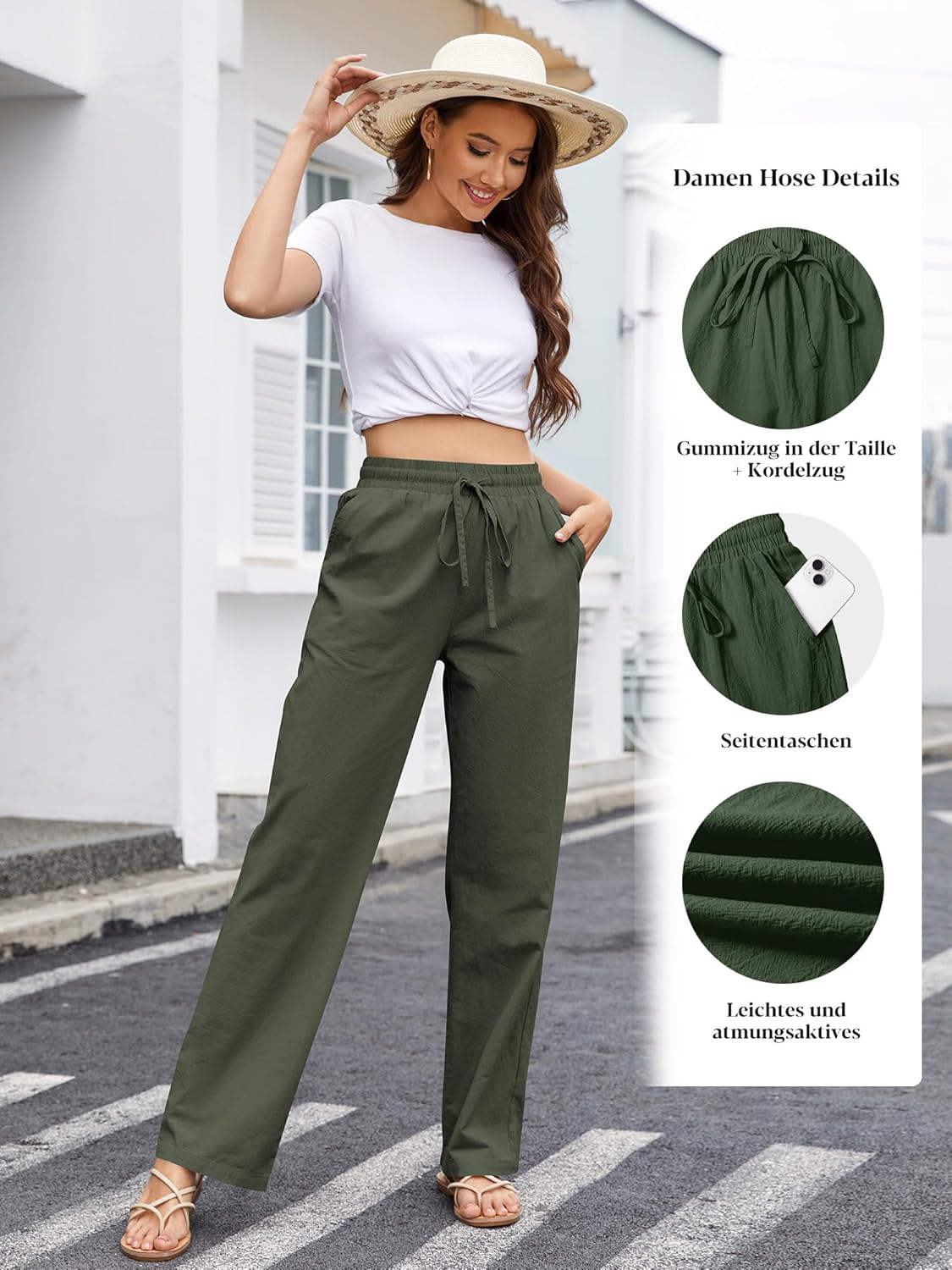 Thumbnail 2 de Leinenhose für Damen gerade geschnitten