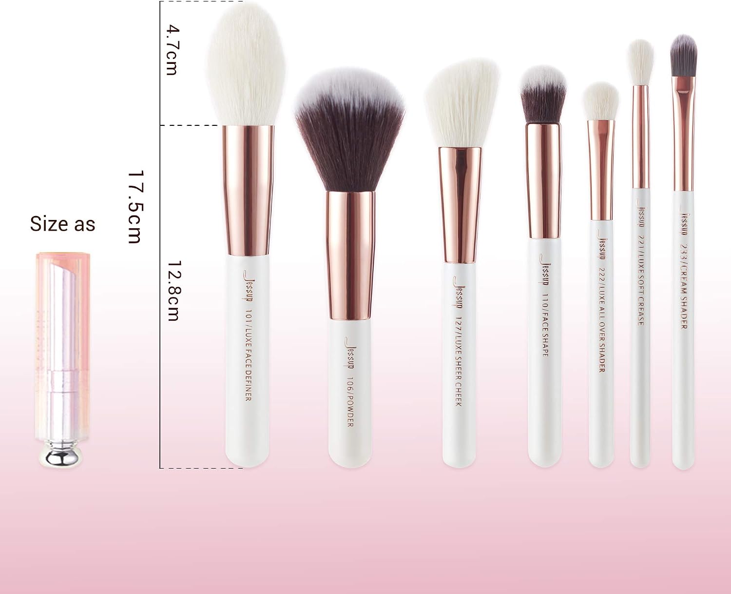 Thumbnail 6 de Kit Jessup pinceaux de maquillage 25 pièces T215 (cheveux synthétiques et naturels) blanc/or rose