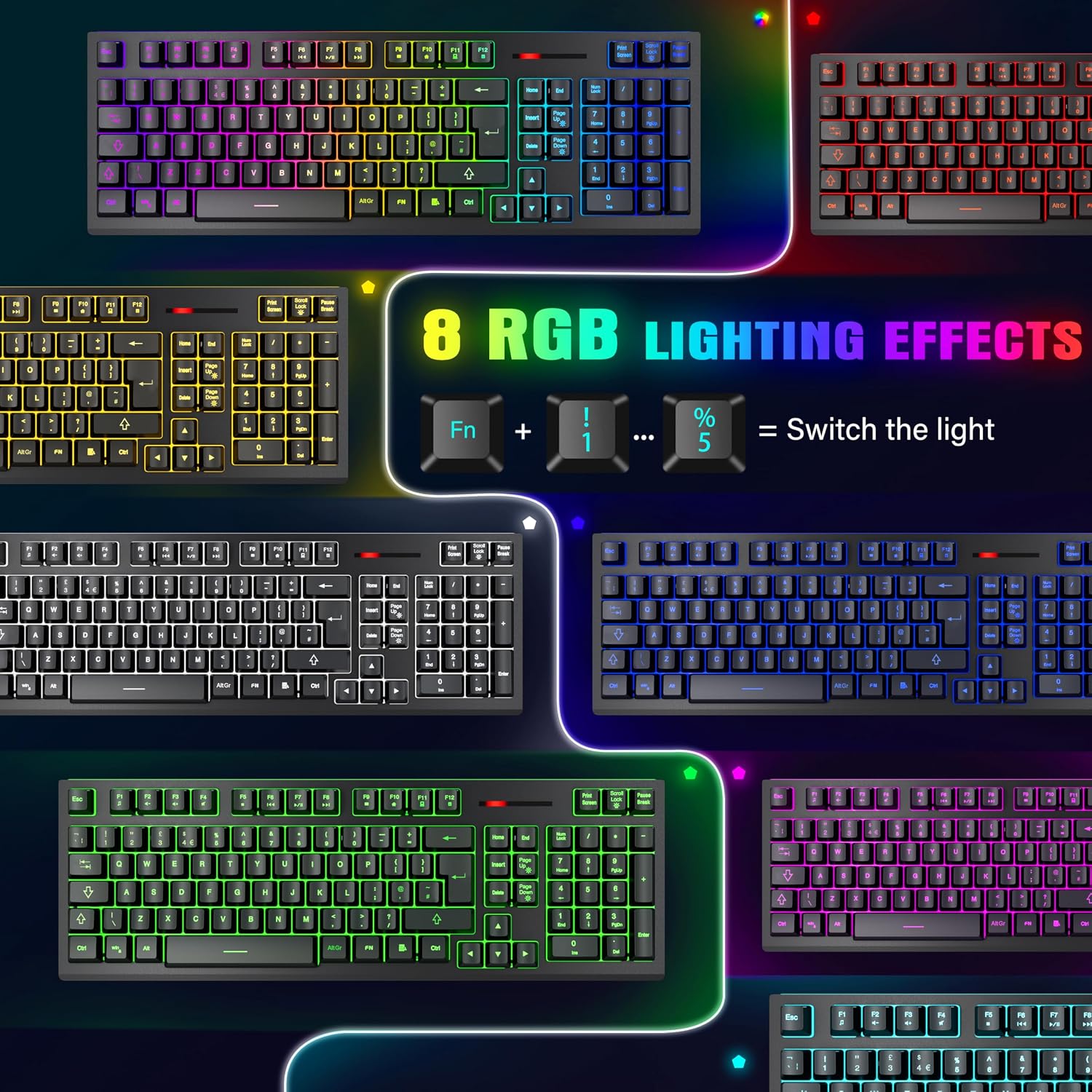 Thumbnail 2 de MOOJAY Wireless Keyboard and Mouse RGB Backlit Combo