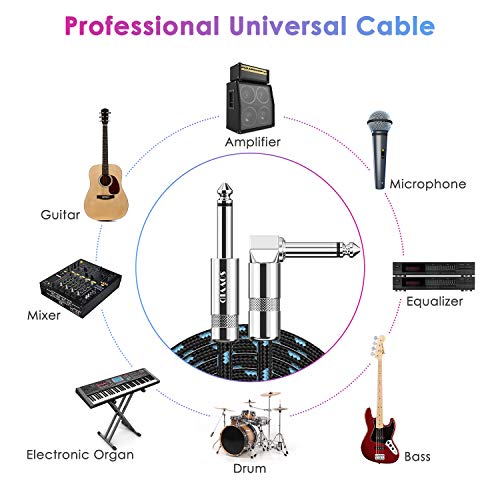 Detalle 2 de Sovvid Professional Guitar Cable 1.8M/6FT – Braided 6.35mm Jack (Black/Blue)