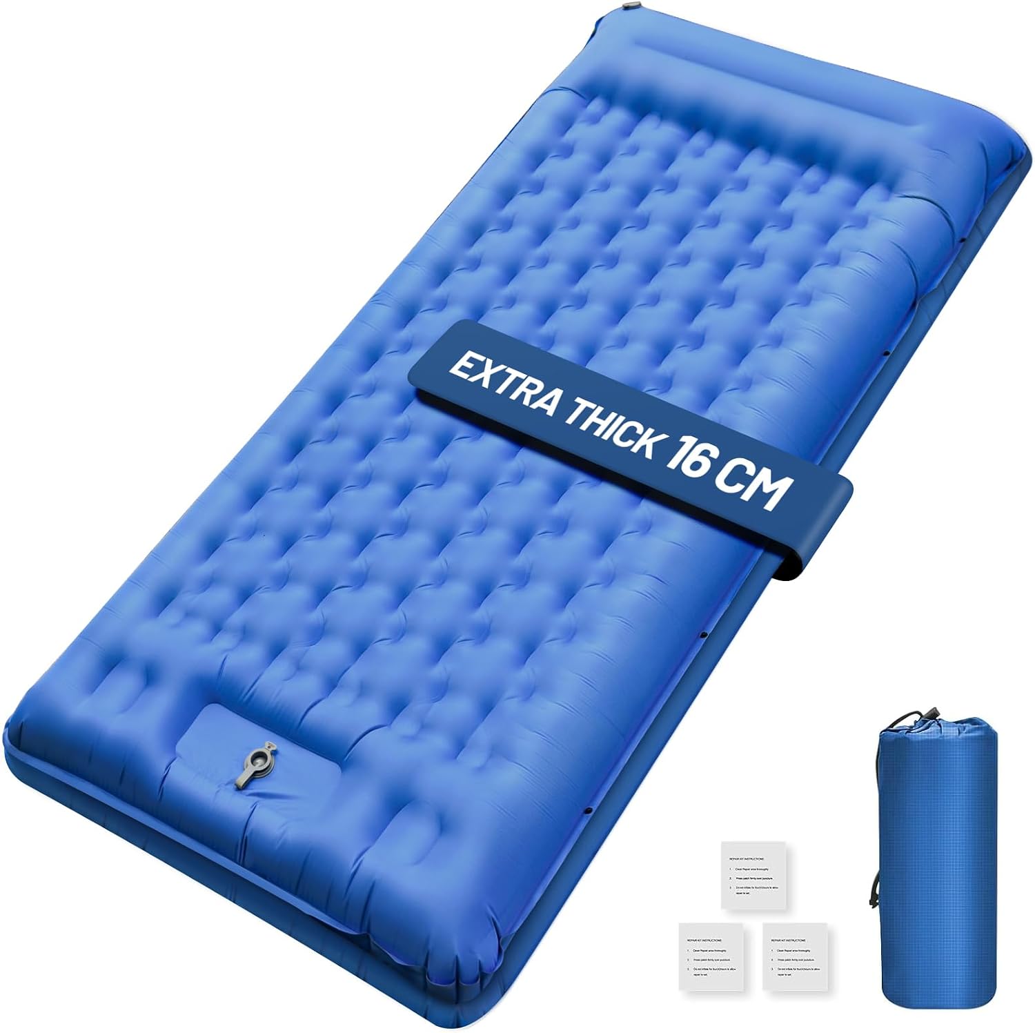 Detalle de NAPASA Isomatte Camping 16 cm – dick, wasserdicht und bequem mit integrierter Fußpumpe