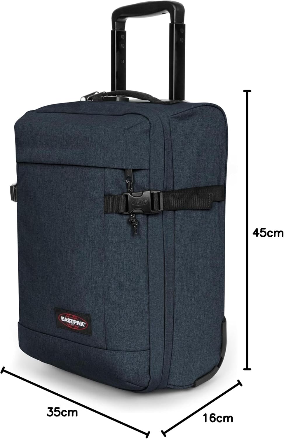 Detalle de Eastpak TRANVERZ XXS Valise – 28 L, 45 x 32 x 20 cm, Triple Denim (Bleu)