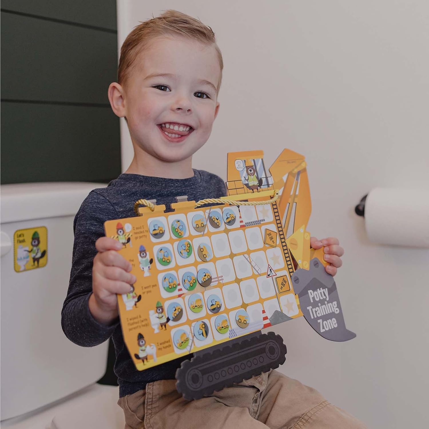 Detalle 2 de Potty Training Chart with 35 Stickers, 3 Reminder Stickers and Crown (Tractor) for Boys and Girls