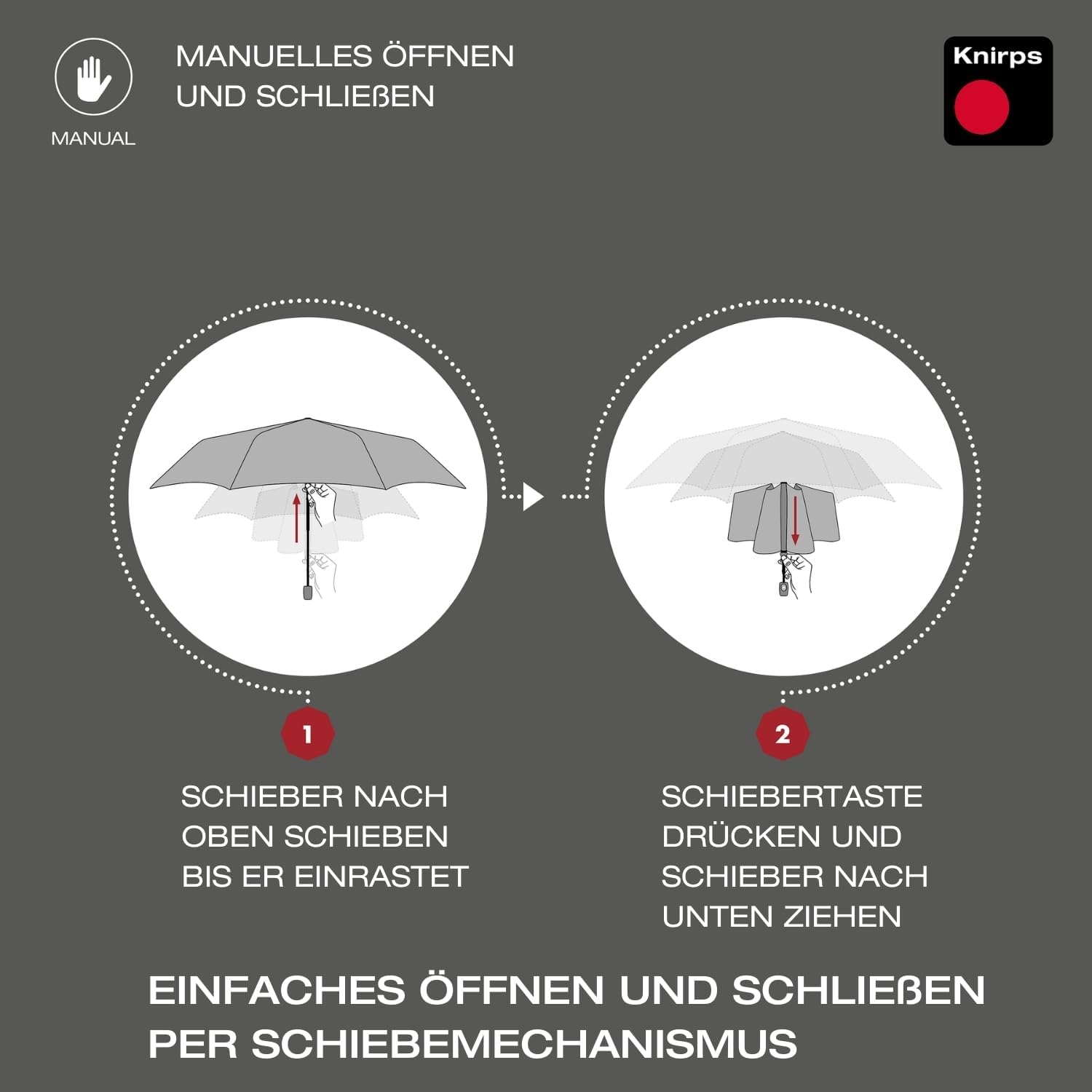 Thumbnail 1 de Knirps Regenschirm C.050 Small Manual Black – kompakter Taschenschirm, windstabil und leicht