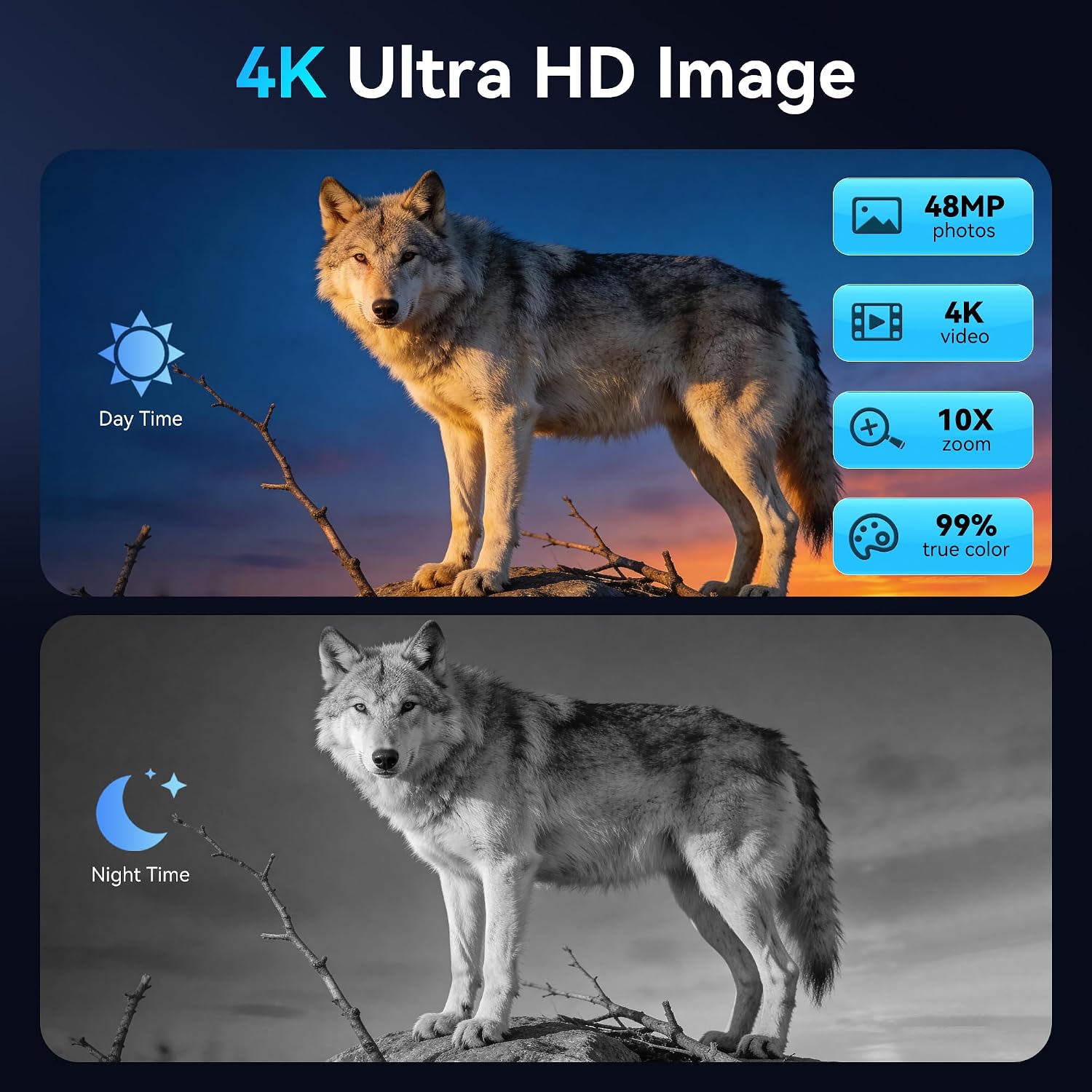 Detalle 2 de 4K Profesionales Prismaticos Visión Nocturna 10x