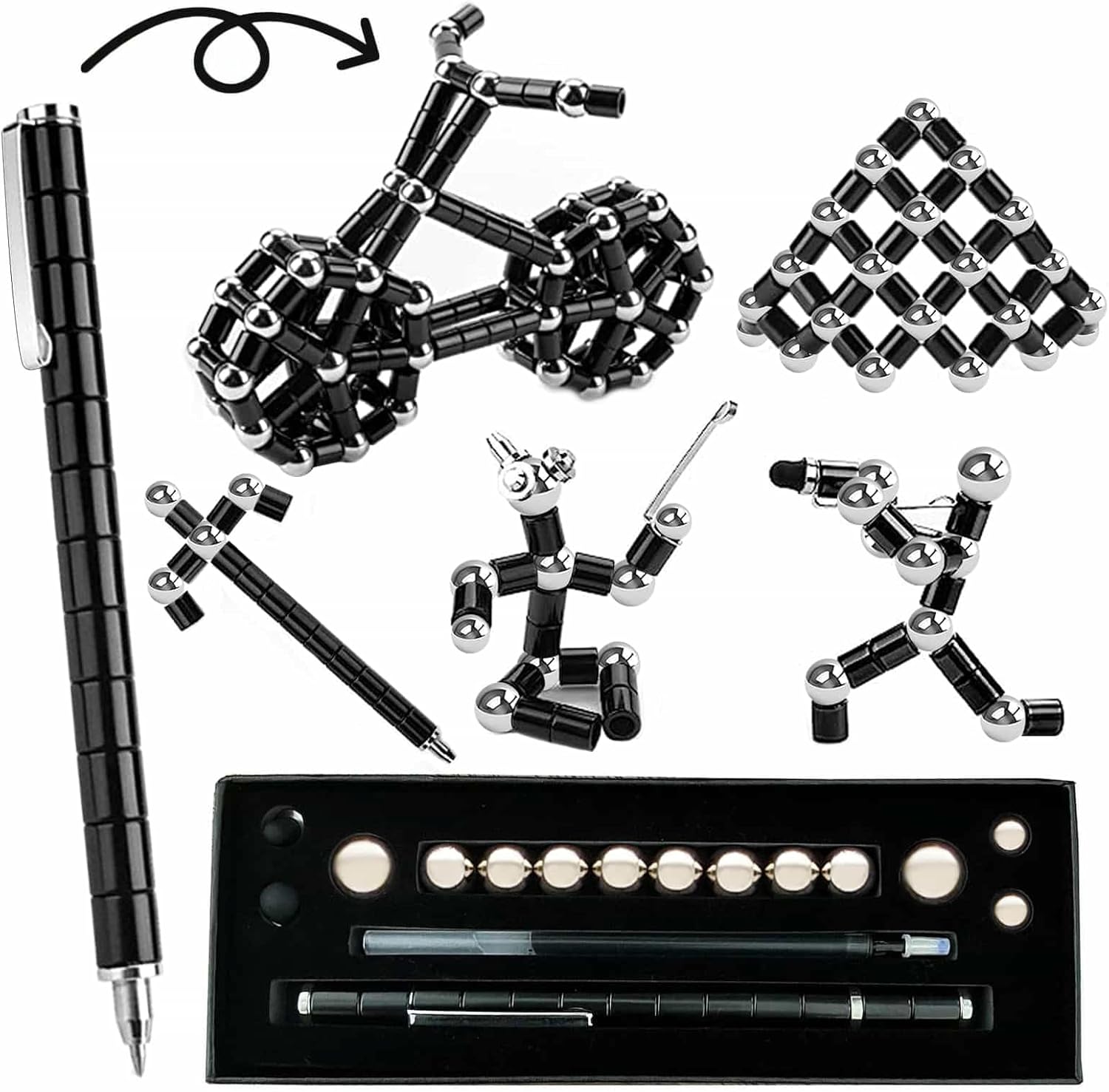 Thumbnail 6 de Magnetic Fidget Pens for Adults & Teens (Graduation Gift) — Deformable magnetic ring + steel ball pen toy