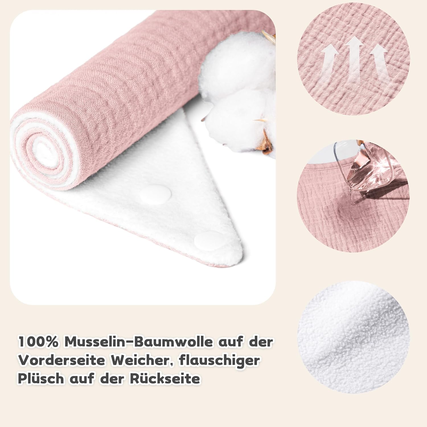 Detalle 2 de Susurration Bavoirs Bébé Bandana – Ensemble de 10 bavoirs en mousseline, réversibles et réglables