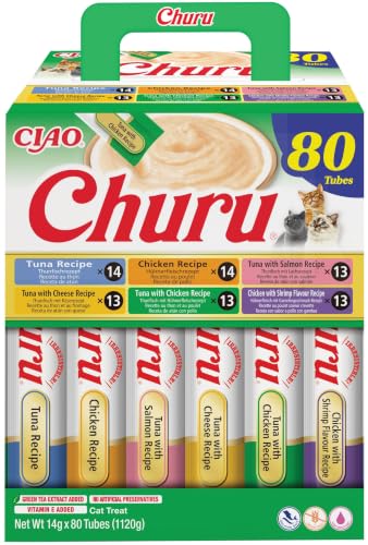 Detalle de INABA Churu Snack para Gatos Multipack Pollo y Atún, 80 x 14 g