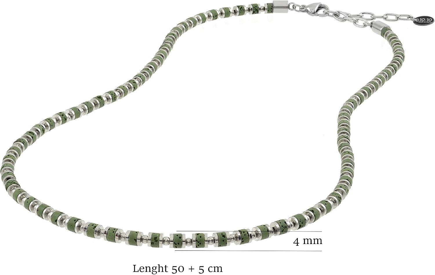 Thumbnail 1 de 10:10 Bracciale e Collana Uomo Donna Lava Naturale ed Ematite 4mm – Regolabile, Acciaio Inox, Confezione Regalo – Made in Italy