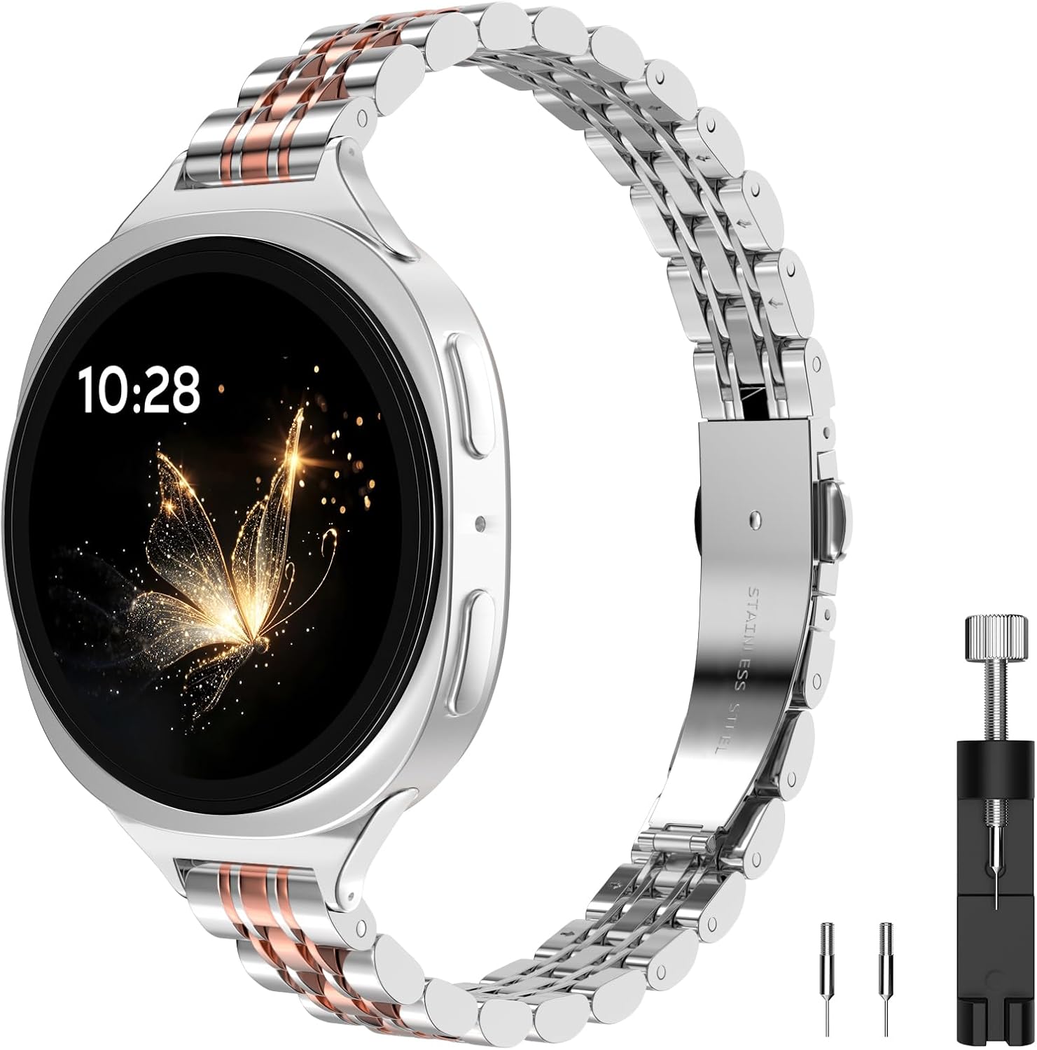Detalle de MoKo Bracelet Fin en Métal pour Samsung Galaxy Watch 8 / Classic – Acier inoxydable, bracelet interchangeable pour femme