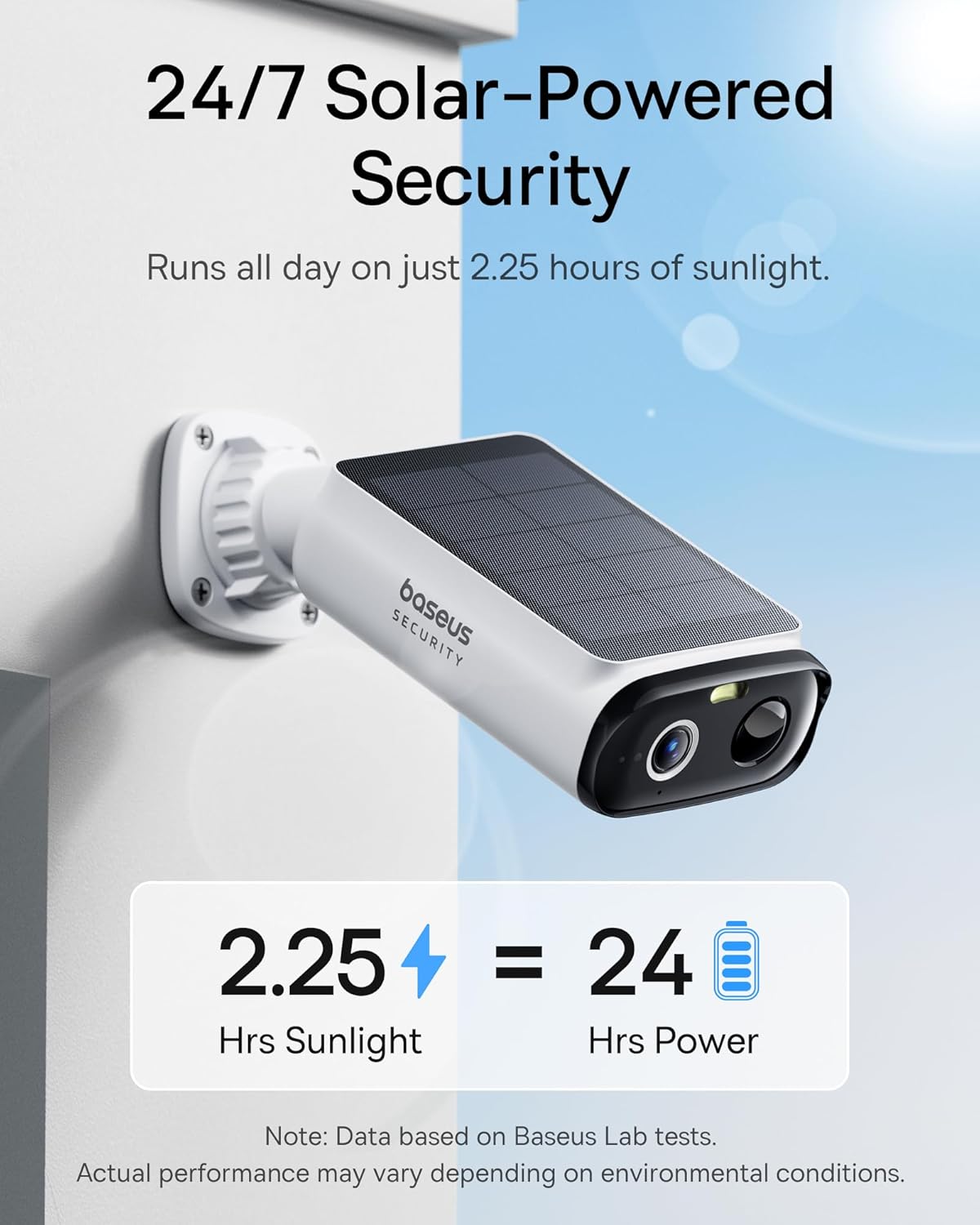 Detalle de Baseus S1 Lite: Caméra de Surveillance Extérieure Solaire 2K, WiFi et IP67