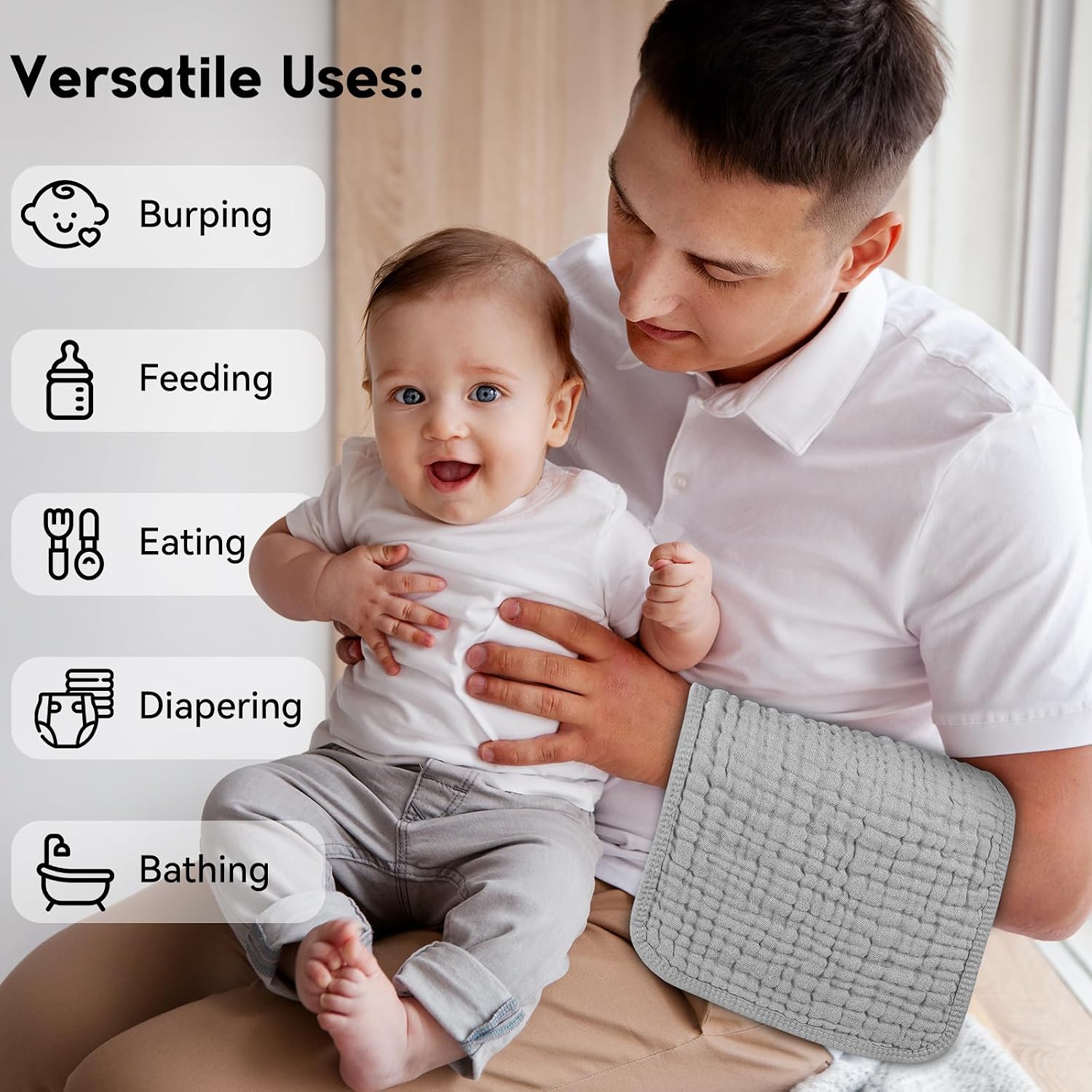 Thumbnail 4 de Unnivoll Muslin burp cloths 50 x 25cm