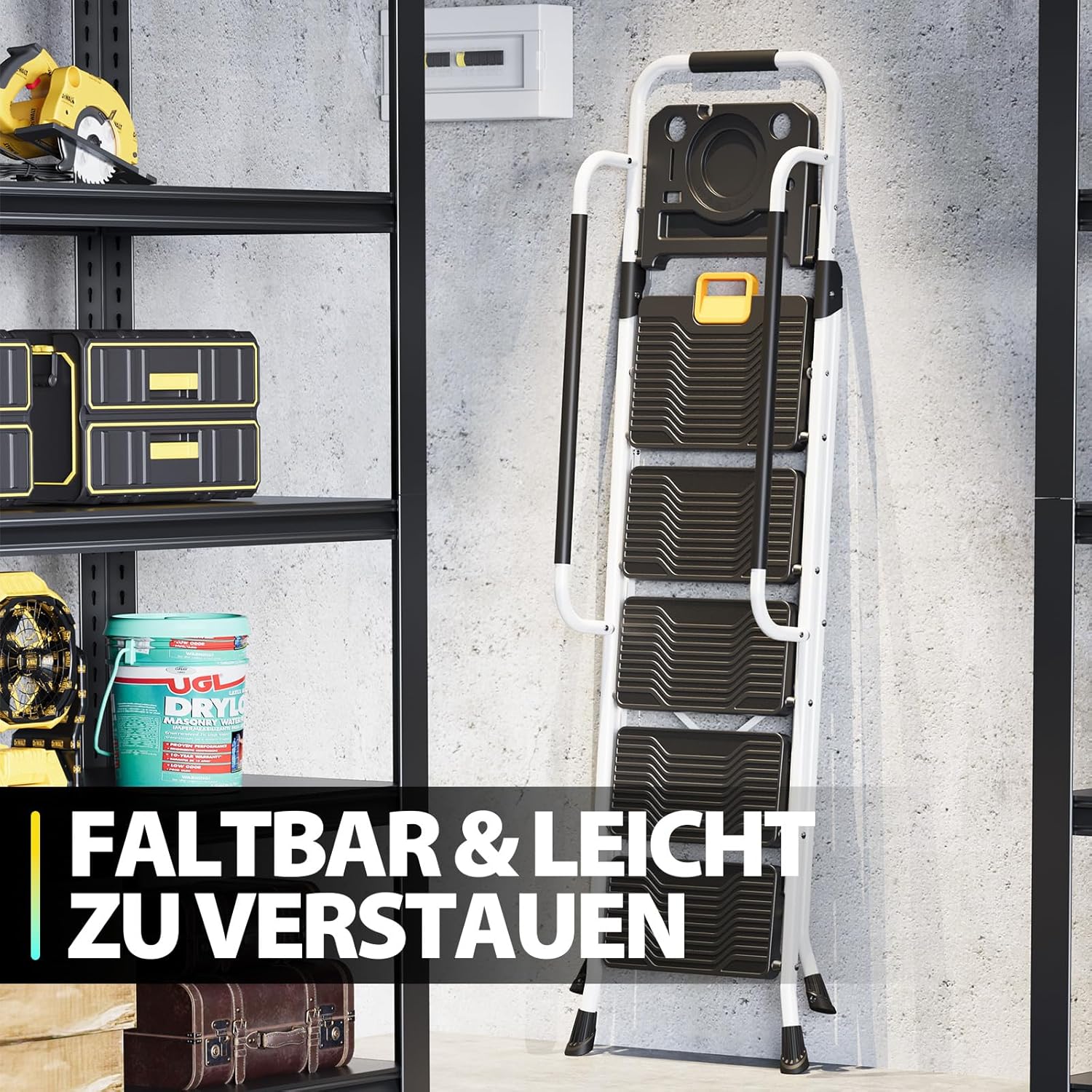 Thumbnail 6 de KINGRACK Trittleiter 5 Stufen klappbar mit Werkzeugtray