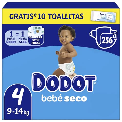 Detalle de Dodot Pañales Bebé-Seco Talla 4 (9-14 kg) + Regalo Toallitas Aqua Pure 99% Agua – Pack mensual