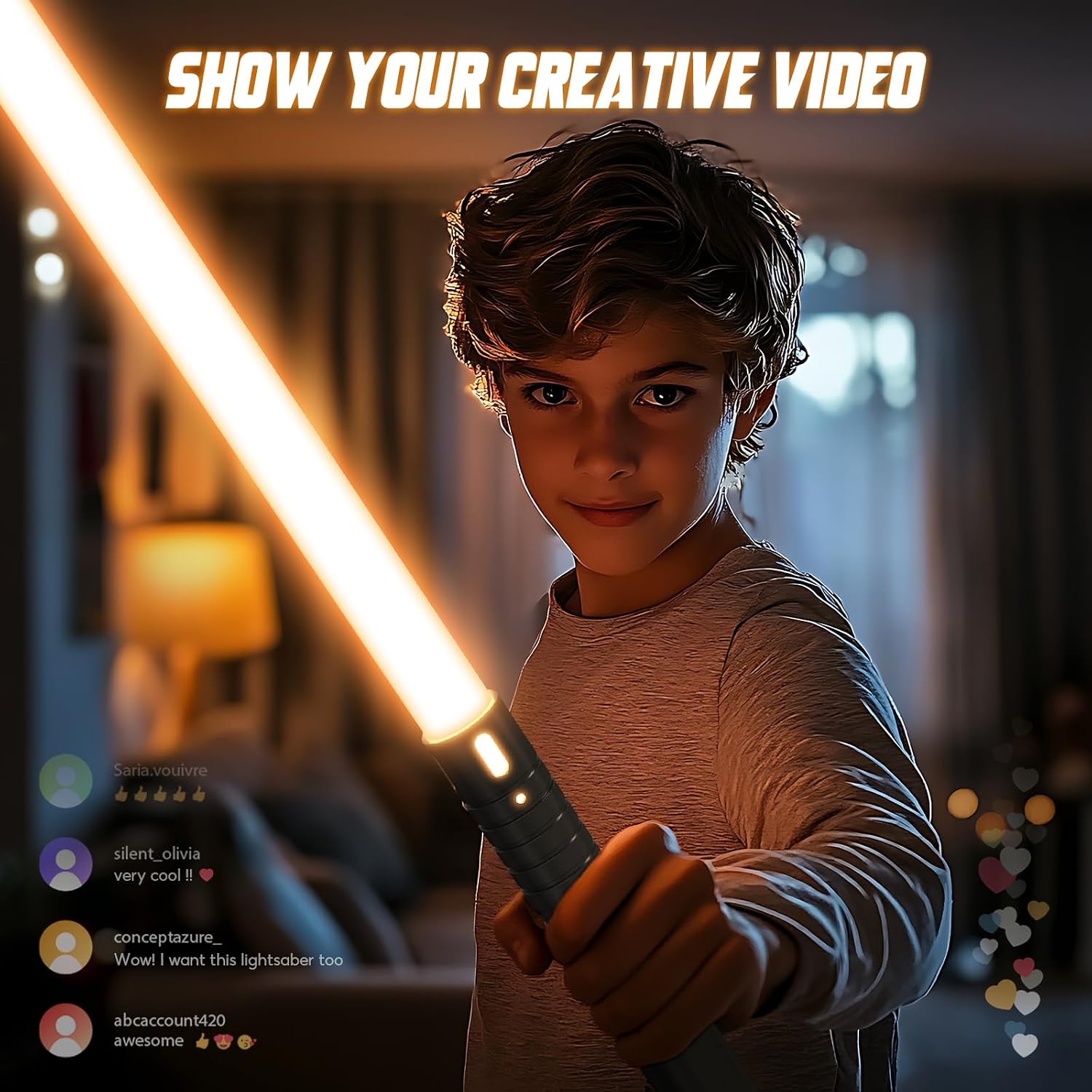 Thumbnail 5 de Ljussabel 60 cm med 15 RGB-färger, ljudeffekter och metallhandtag