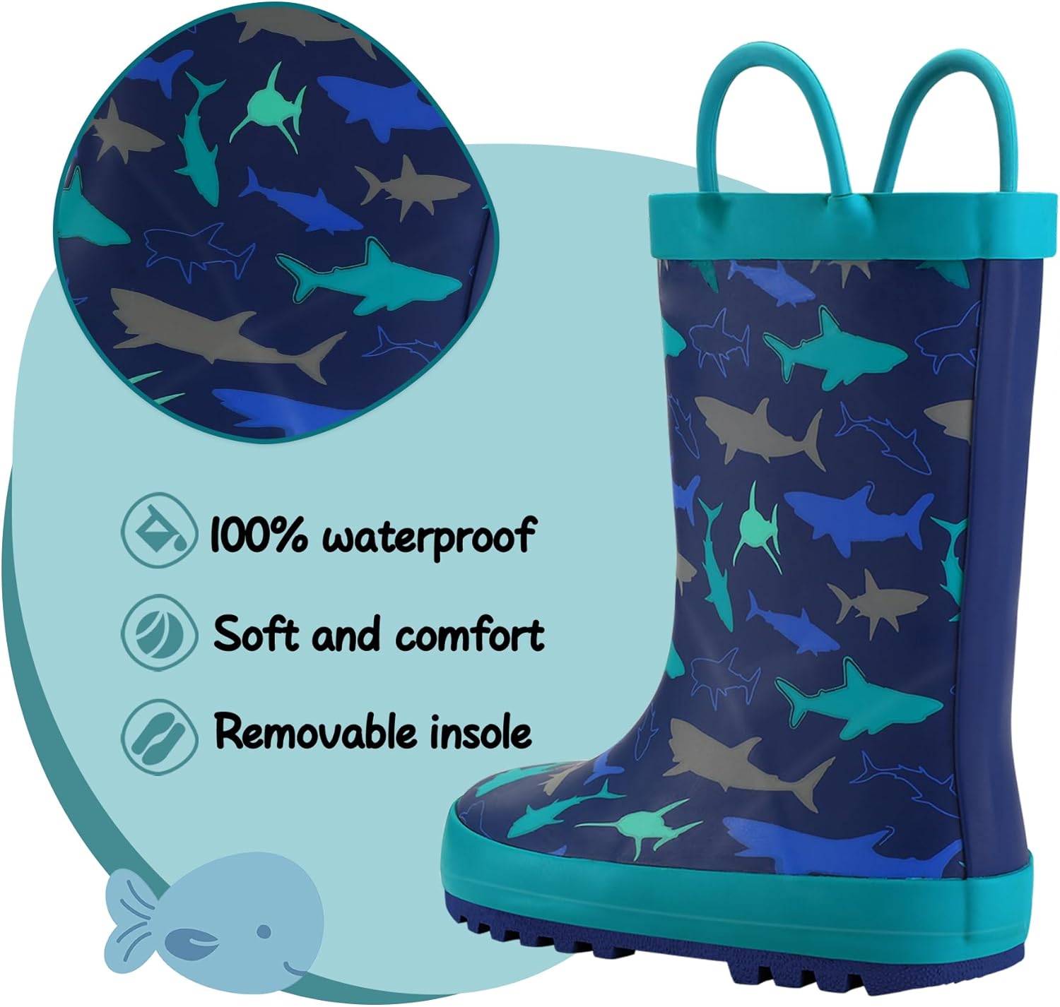 Thumbnail 2 de K KomForme Kids Rain Boots: Waterproof Printed Rubber Boots with Handles