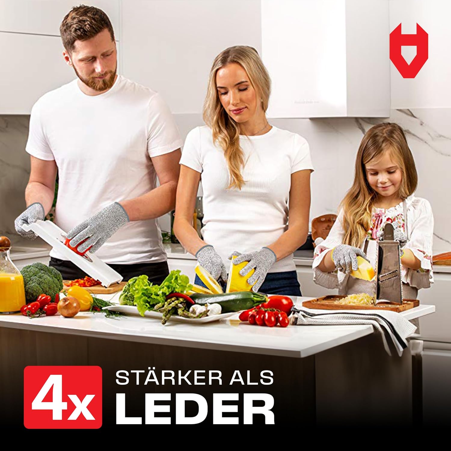 Detalle de NoCry Schnittfeste Handschuhe für die Küche – Level 5, maschinenwaschbar, für Links- und Rechtshänder (Größe L, 1 Paar)