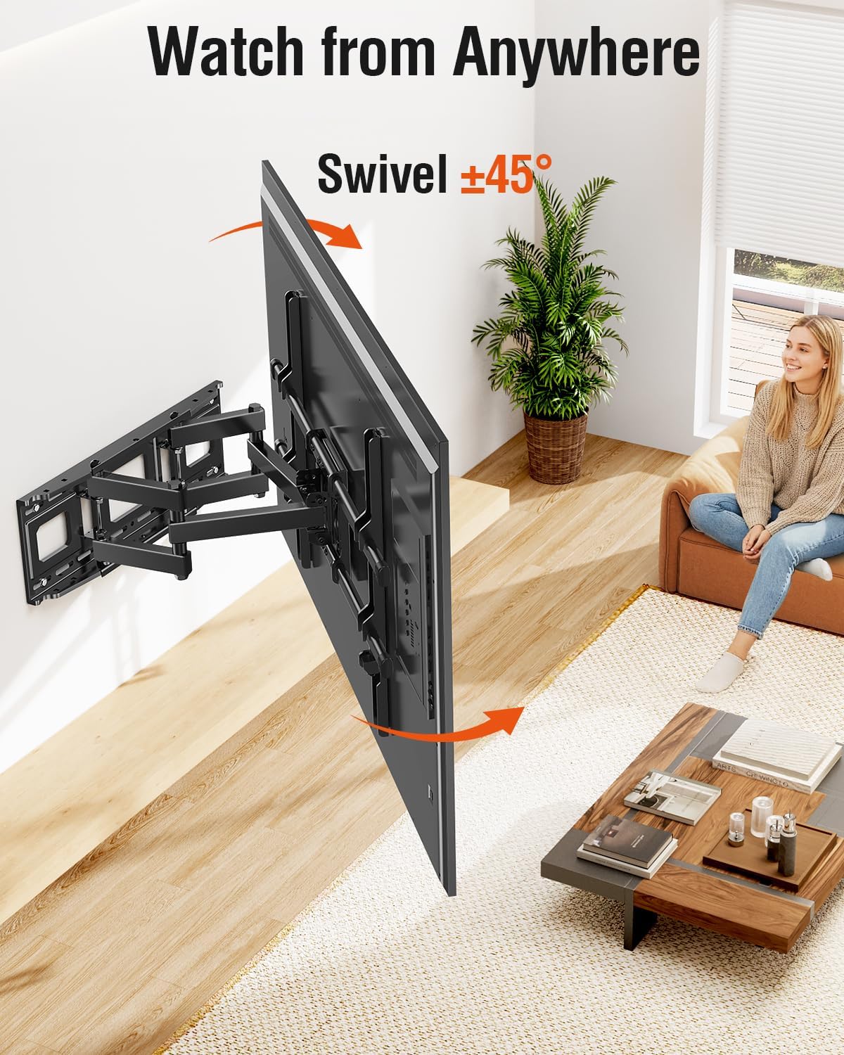 Detalle de ELIVED Full Motion TV Wall Mount for 42–82-Inch TVs, 110 lb, VESA 600x400